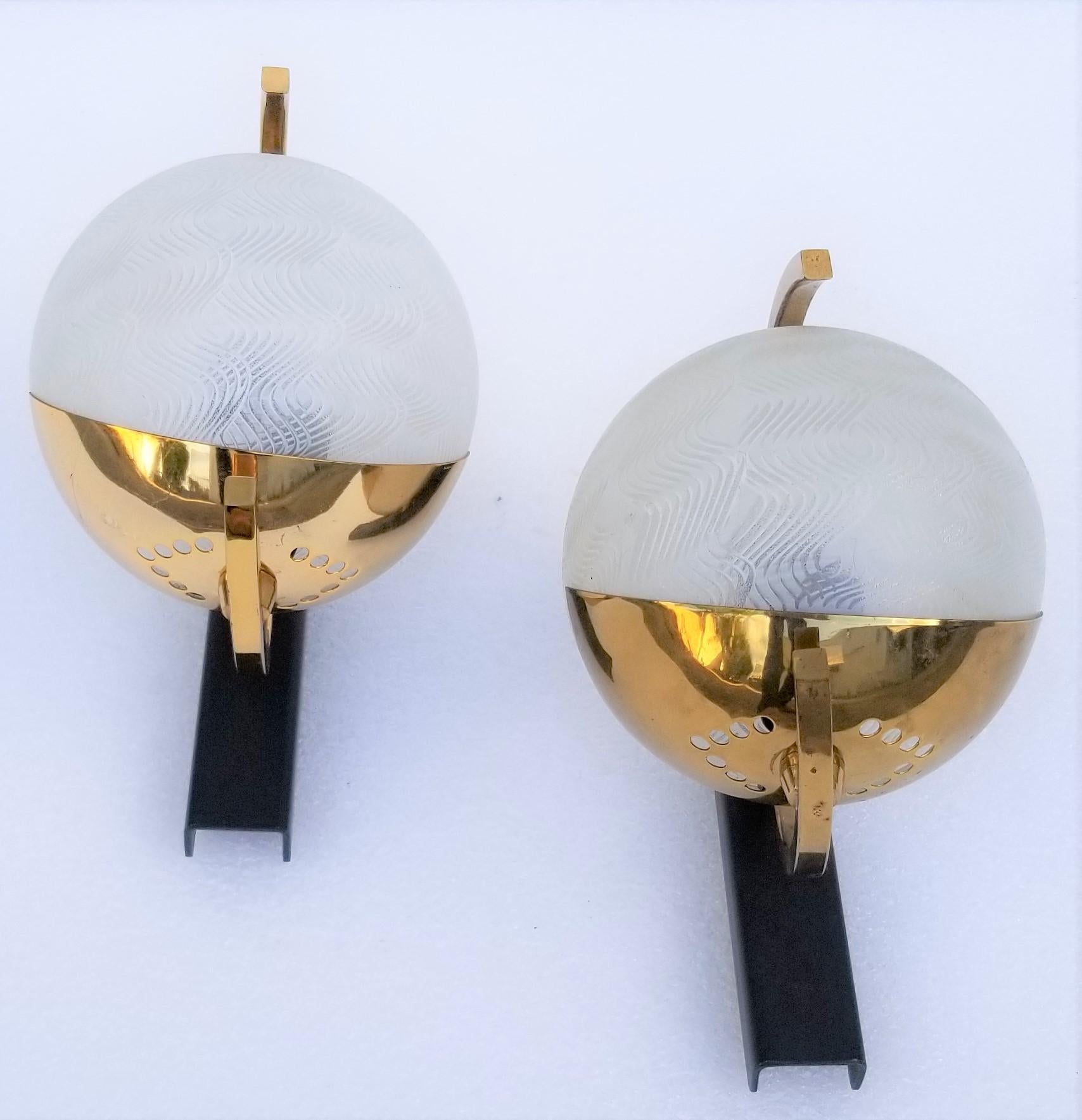 Maison Arlus French Brass Modernist Pair of Sconces For Sale 6
