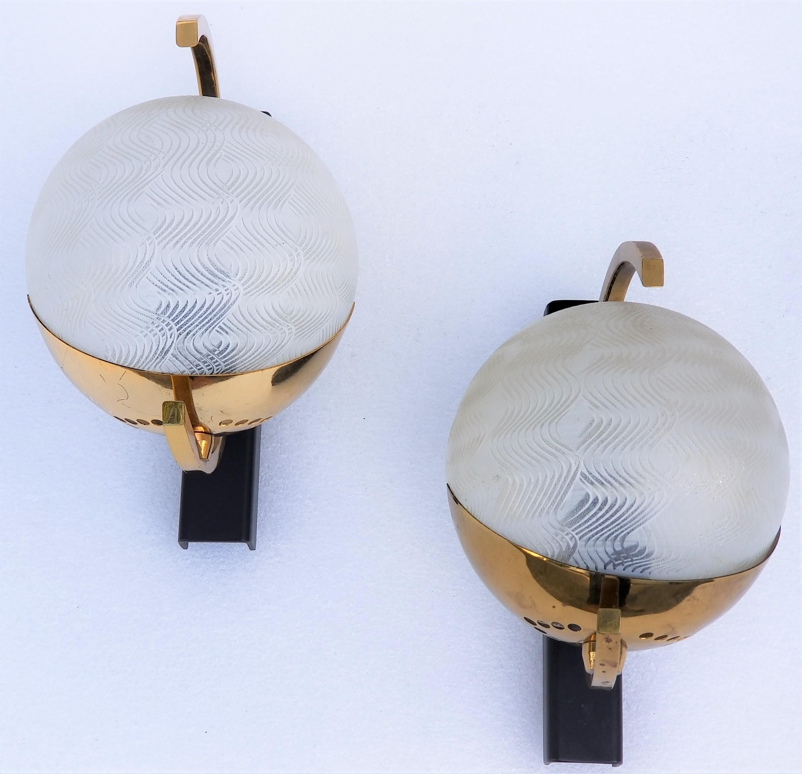 Maison Arlus French Brass Modernist Pair of Sconces For Sale 7