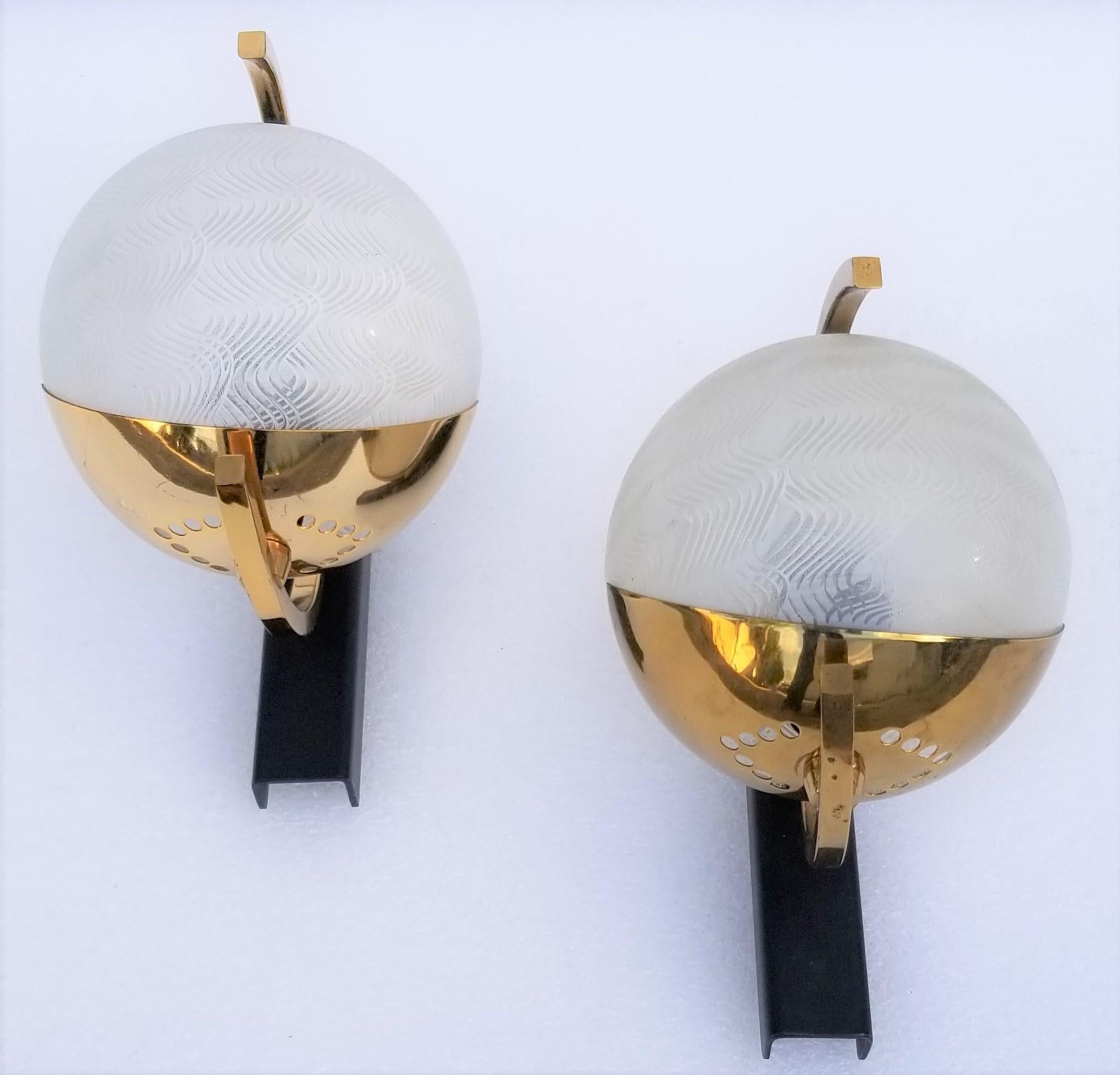 Maison Arlus French Brass Modernist Pair of Sconces For Sale 4