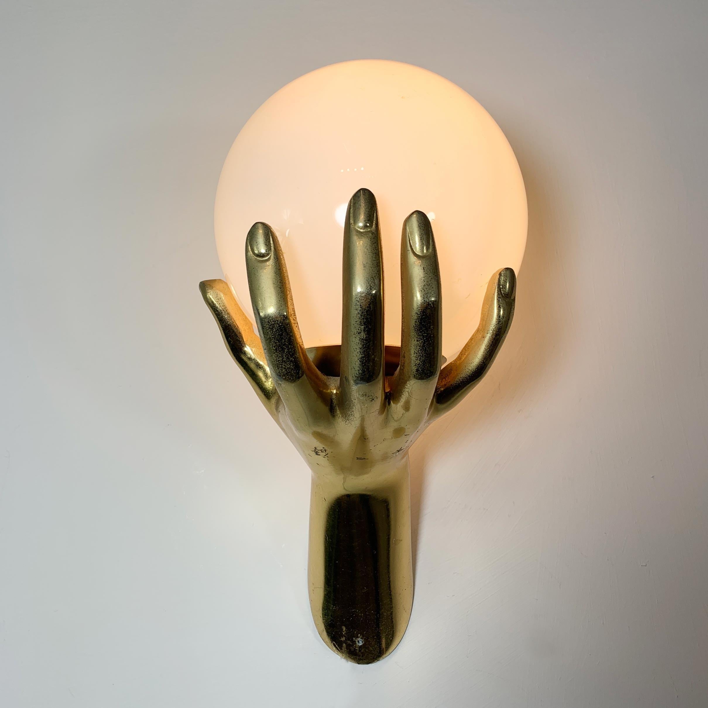Maison Arlus Gold Bronze Hand Wall Sconce, France, 1970s For Sale 4