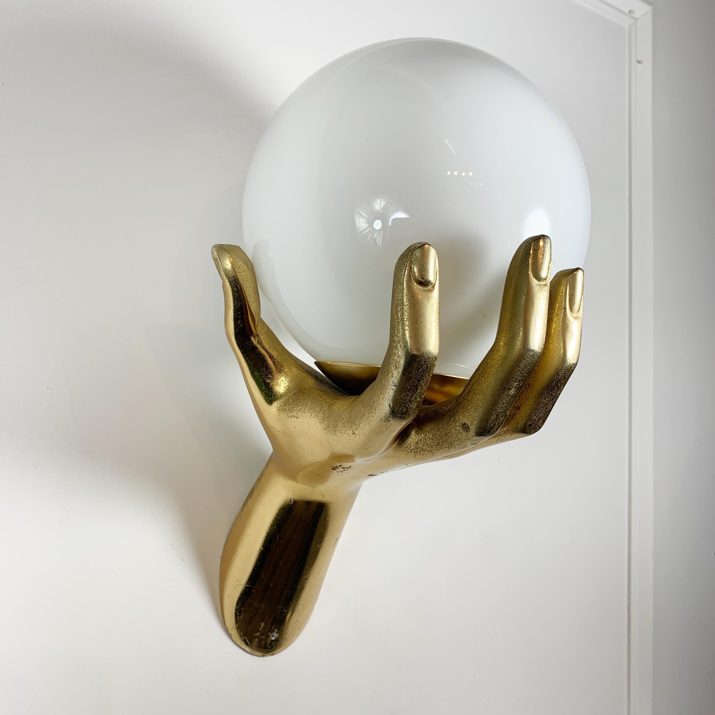 French Maison Arlus Gold Bronze Hand Wall Sconce, France, 1970s For Sale
