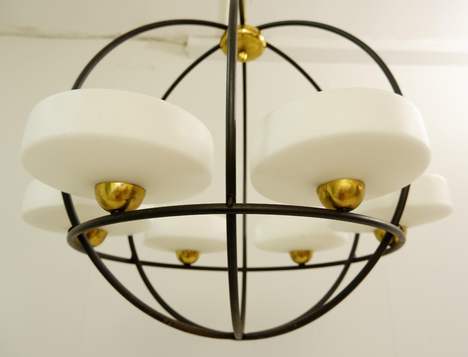 Maison Arlus globe chandelier, French, circa 1950.