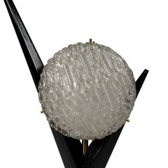 Maison Arlus, Lamp in glass, gilded brass and lacquered wood, 1950s