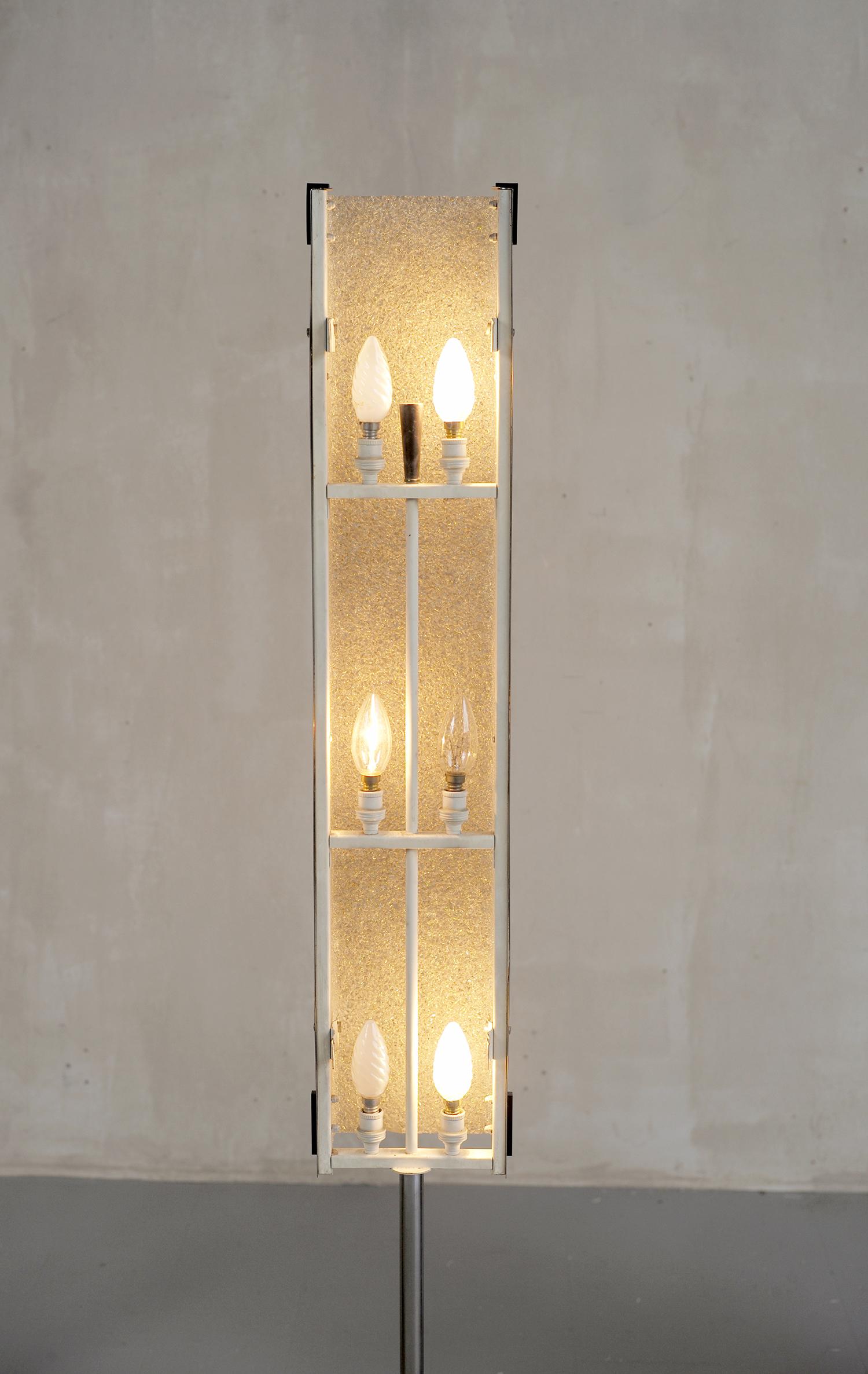 Maison Arlus, modernistische Stehlampe mit 6 Lichtern, Frankreich 1960 (Metall) im Angebot