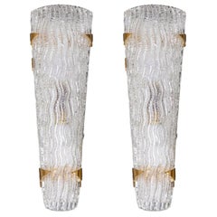 Maison Arlus, Pair of Wall Sconces in Granite Glass, 1950s
