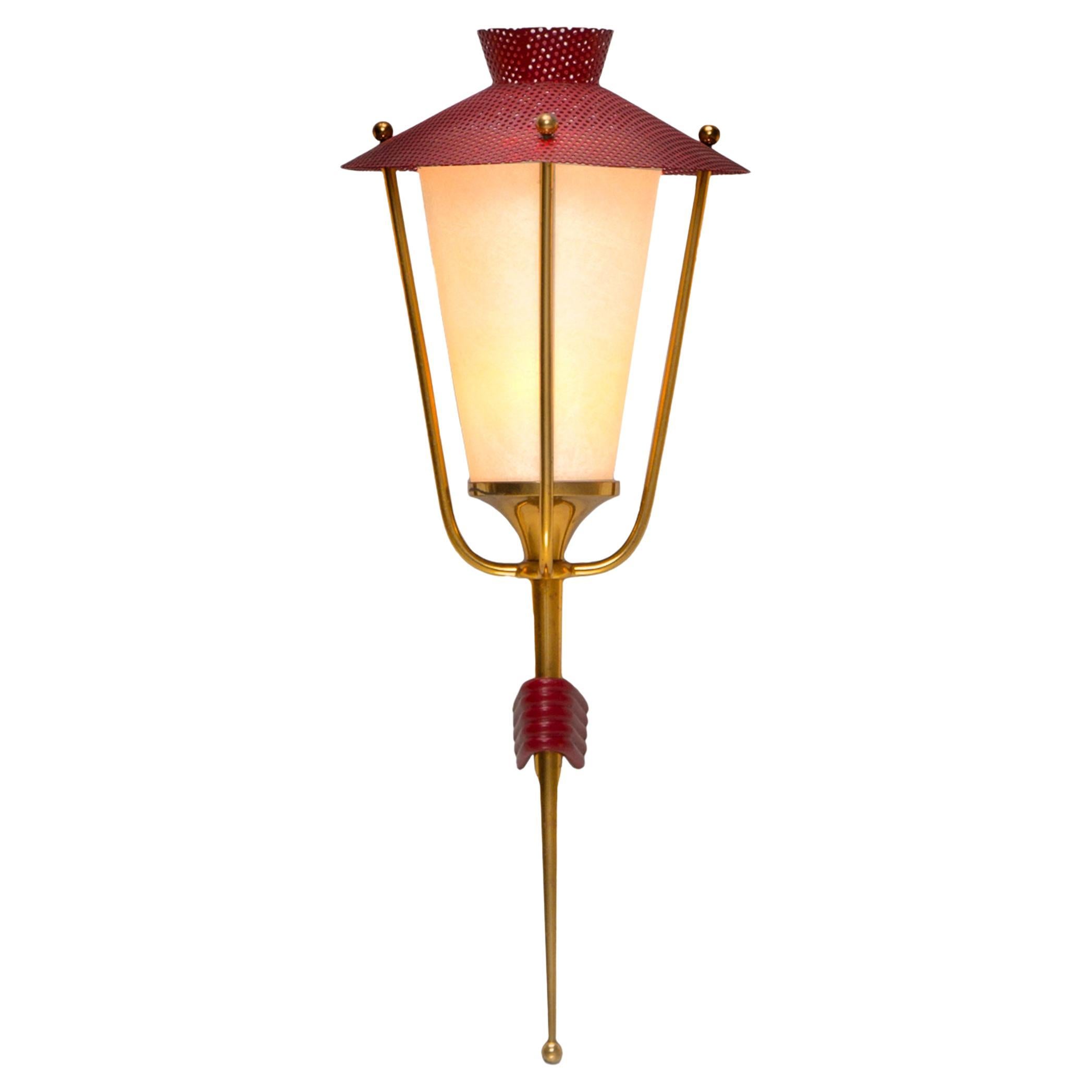 Maison Arlus Wall Light in Red Mesh and Brass 