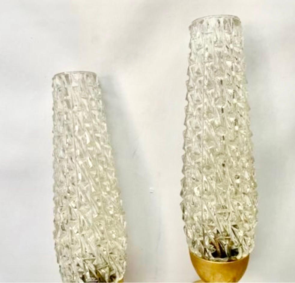 Mid-Century Modern Maison Arlus Sconces glass and brass french elegance , Paris 1950s For Sale