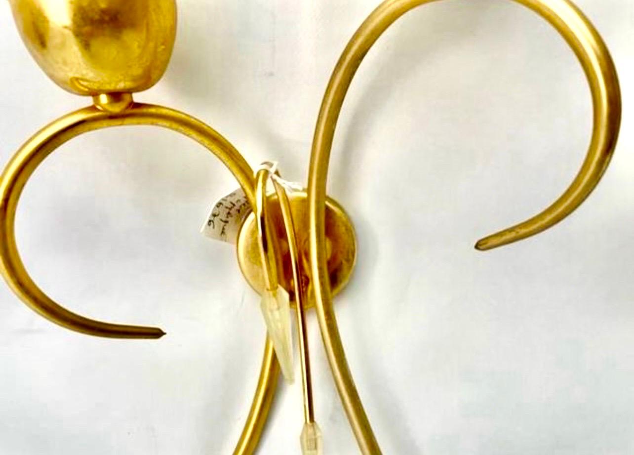 French Maison Arlus Sconces glass and brass french elegance , Paris 1950s For Sale