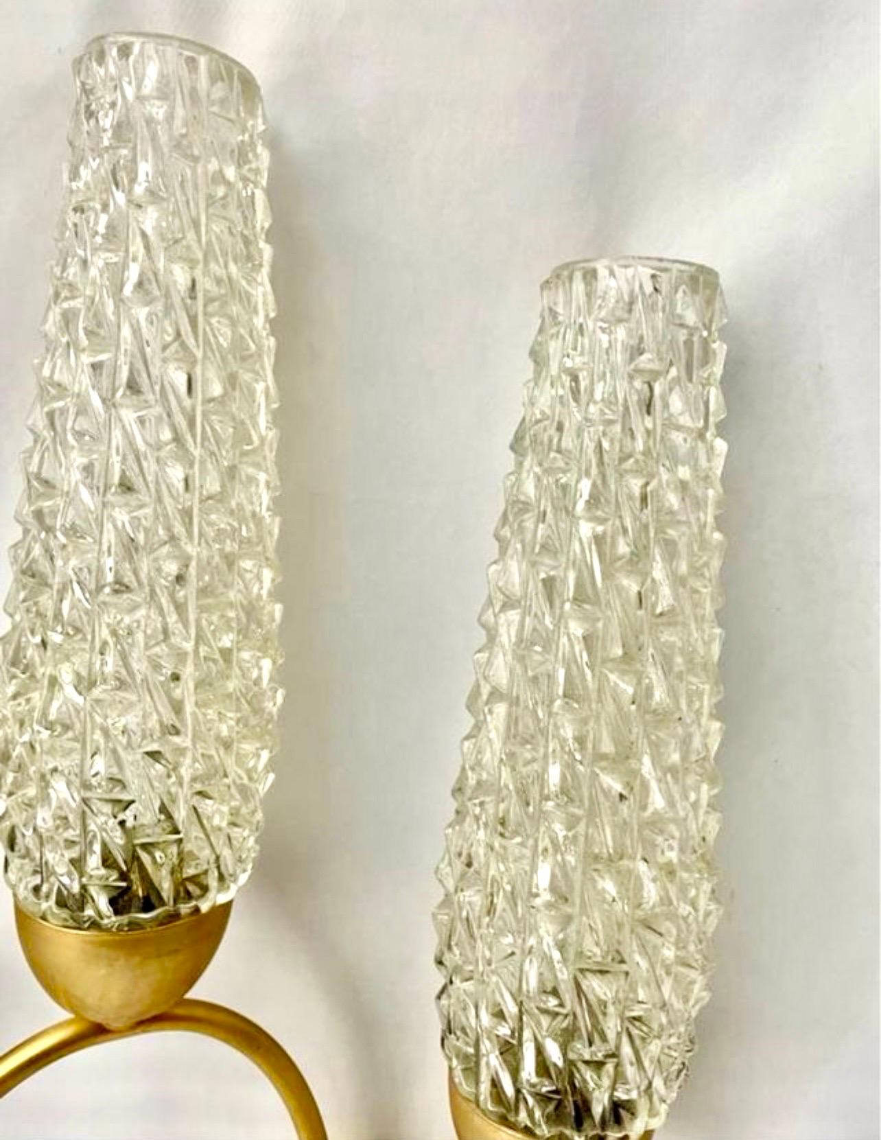 Maison Arlus Sconces glass and brass french elegance , Paris 1950s In Good Condition In DÉNIA, ES