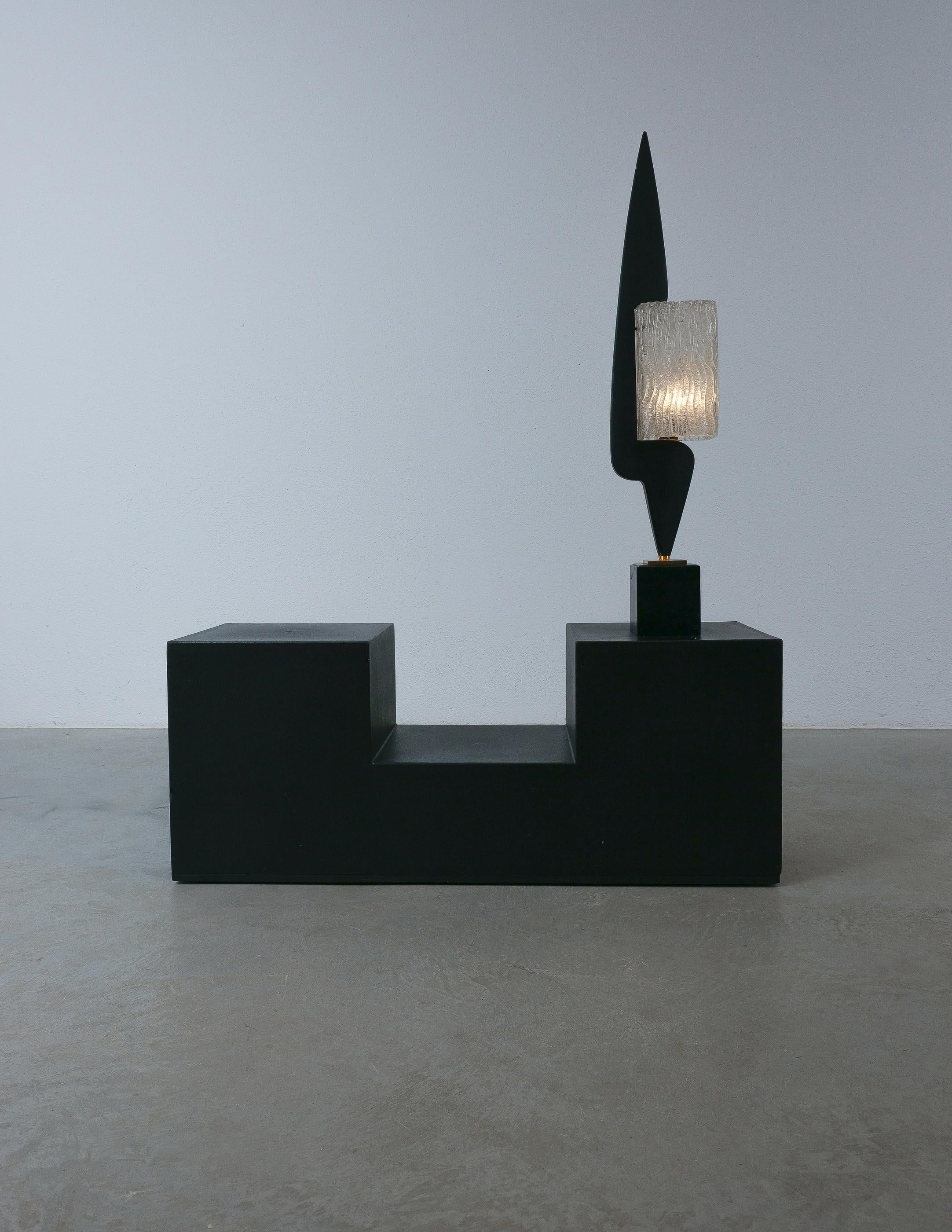 Maison Arlus Sculptural Wood Glass Table Lamp, France, 1950

This rare graphic and sculptural table lamp was realized, circa 1950, by the renowned Midcentury lighting atelier, Maison Arlus. Recalling the timelessly elegant forms of a Constantin