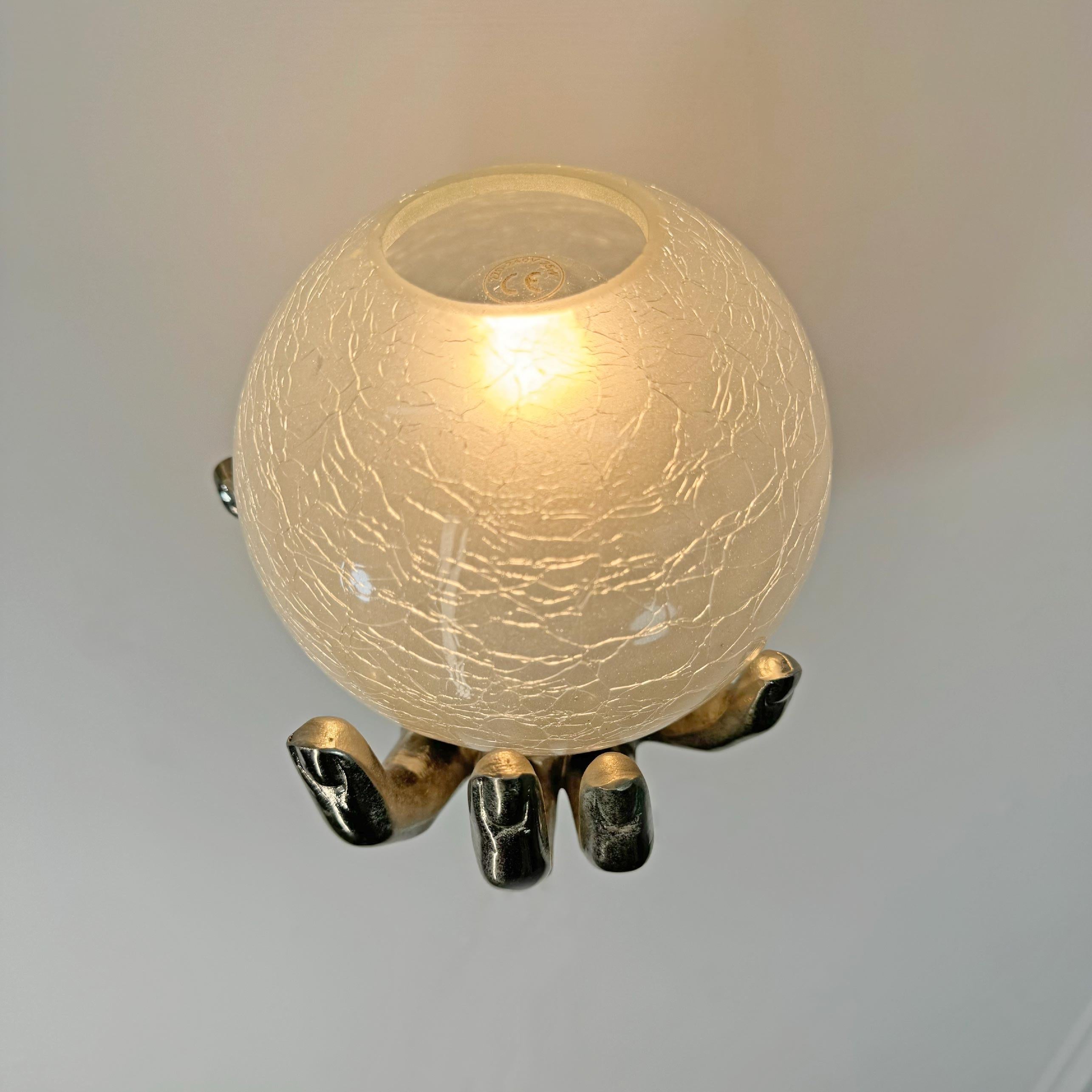 Maison Arlus Silver Gilt Bronze Hand Wall Sconce France 1970's In Good Condition For Sale In Hastings, GB