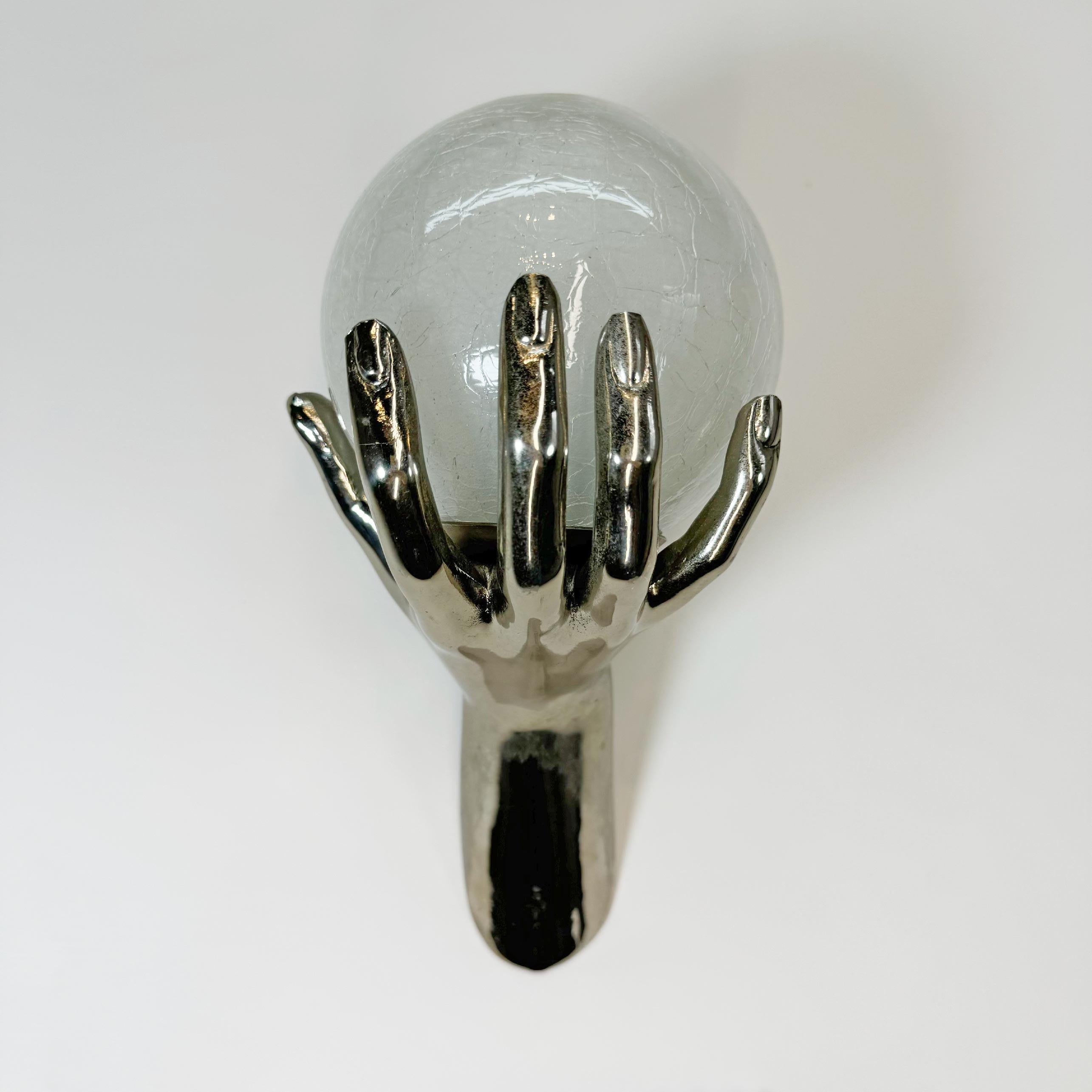 Maison Arlus Silver Gilt Bronze Hand Wall Sconce France 1970's For Sale 1