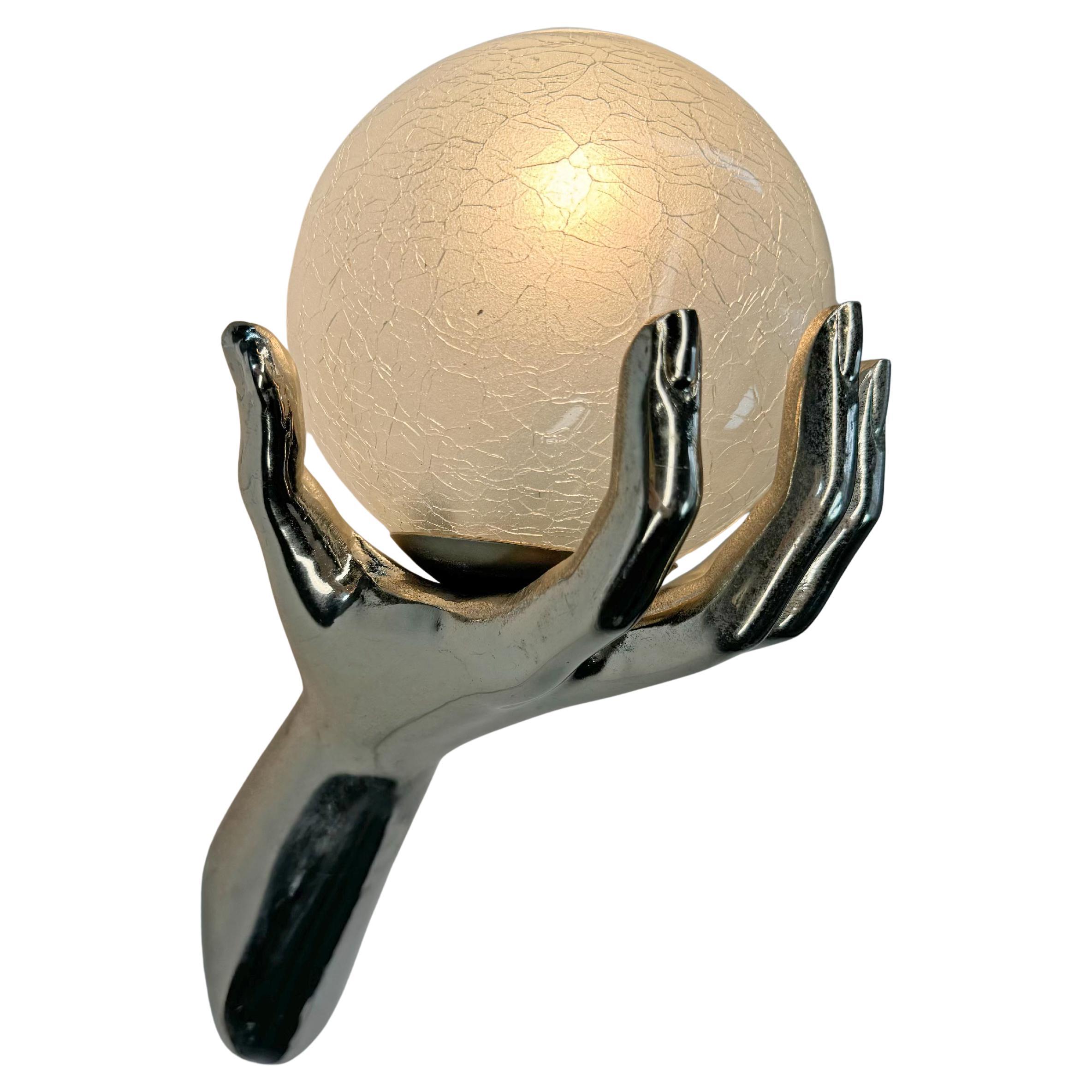 Maison Arlus Silver Gilt Bronze Hand Wall Sconce France 1970's For Sale
