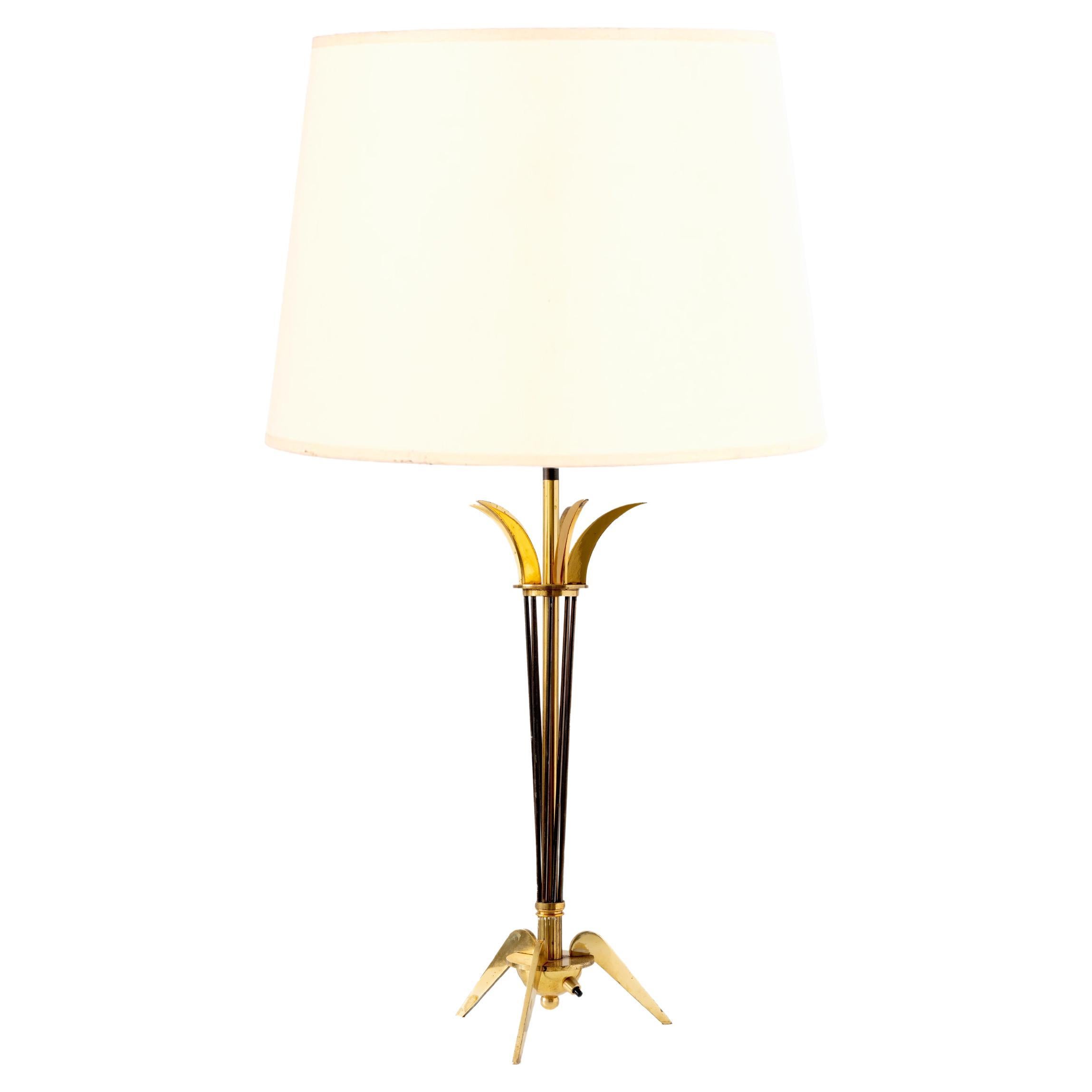 Maison Arlus, Vintage Table Lamp in Gilded Brass and Metal, French Design 1950s