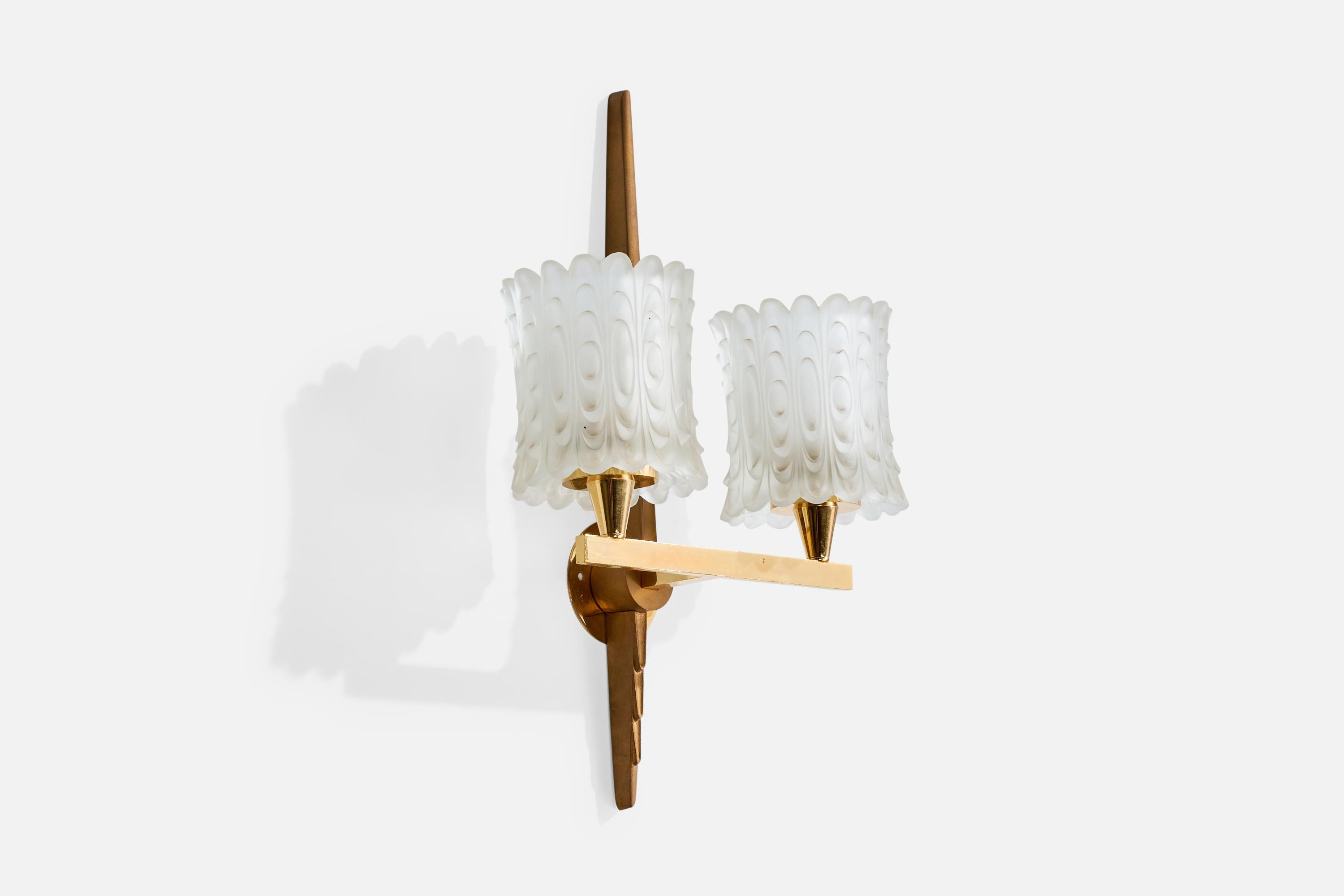 Maison Arlus, Aplique, Latón, Vidrio, Francia, Años 50 Moderno de mediados de siglo en venta