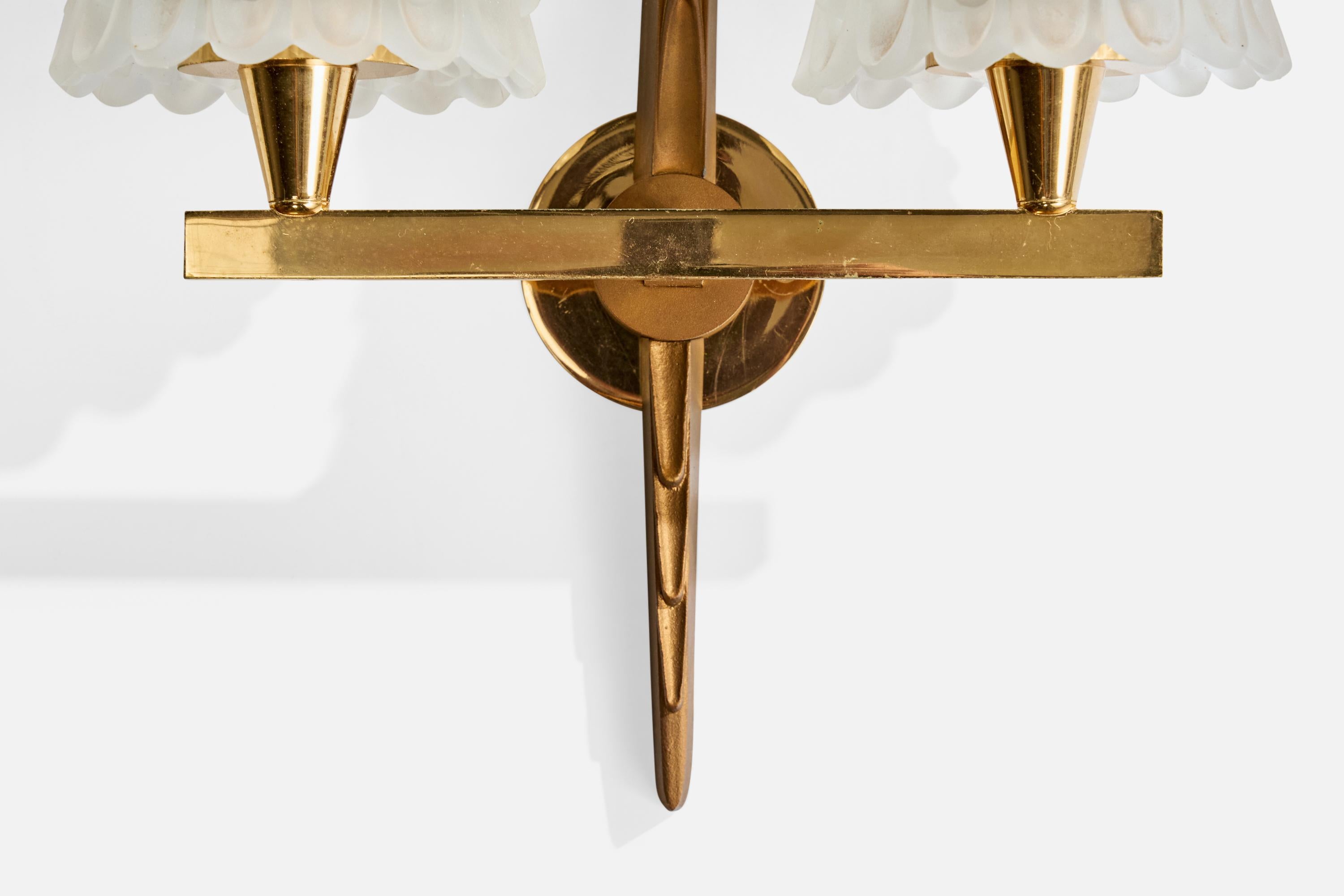 Maison Arlus, Aplique, Latón, Vidrio, Francia, Años 50 en Bueno estado para la venta en High Point, NC