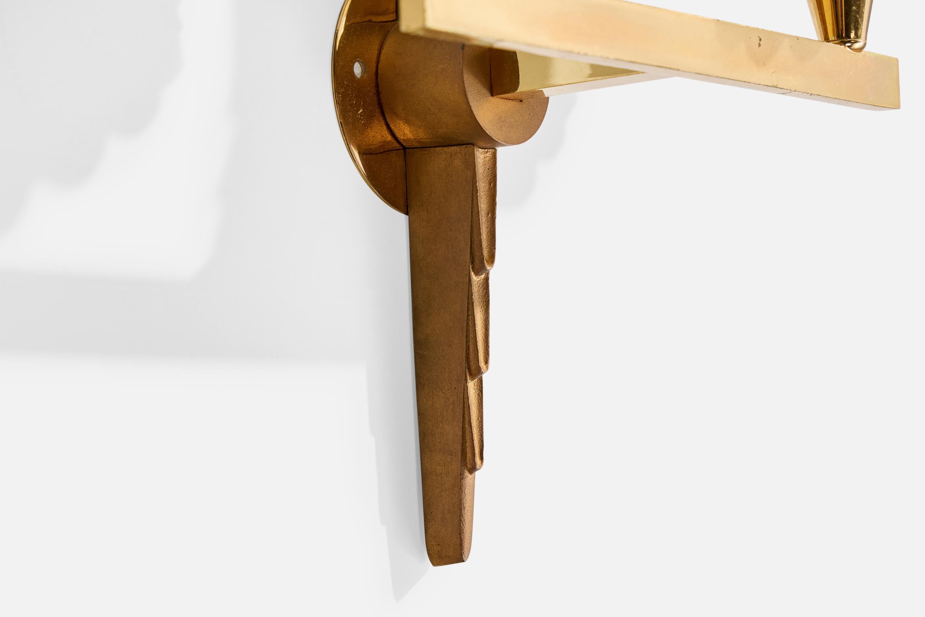 Maison Arlus, Aplique, Latón, Vidrio, Francia, Años 50 en venta 1