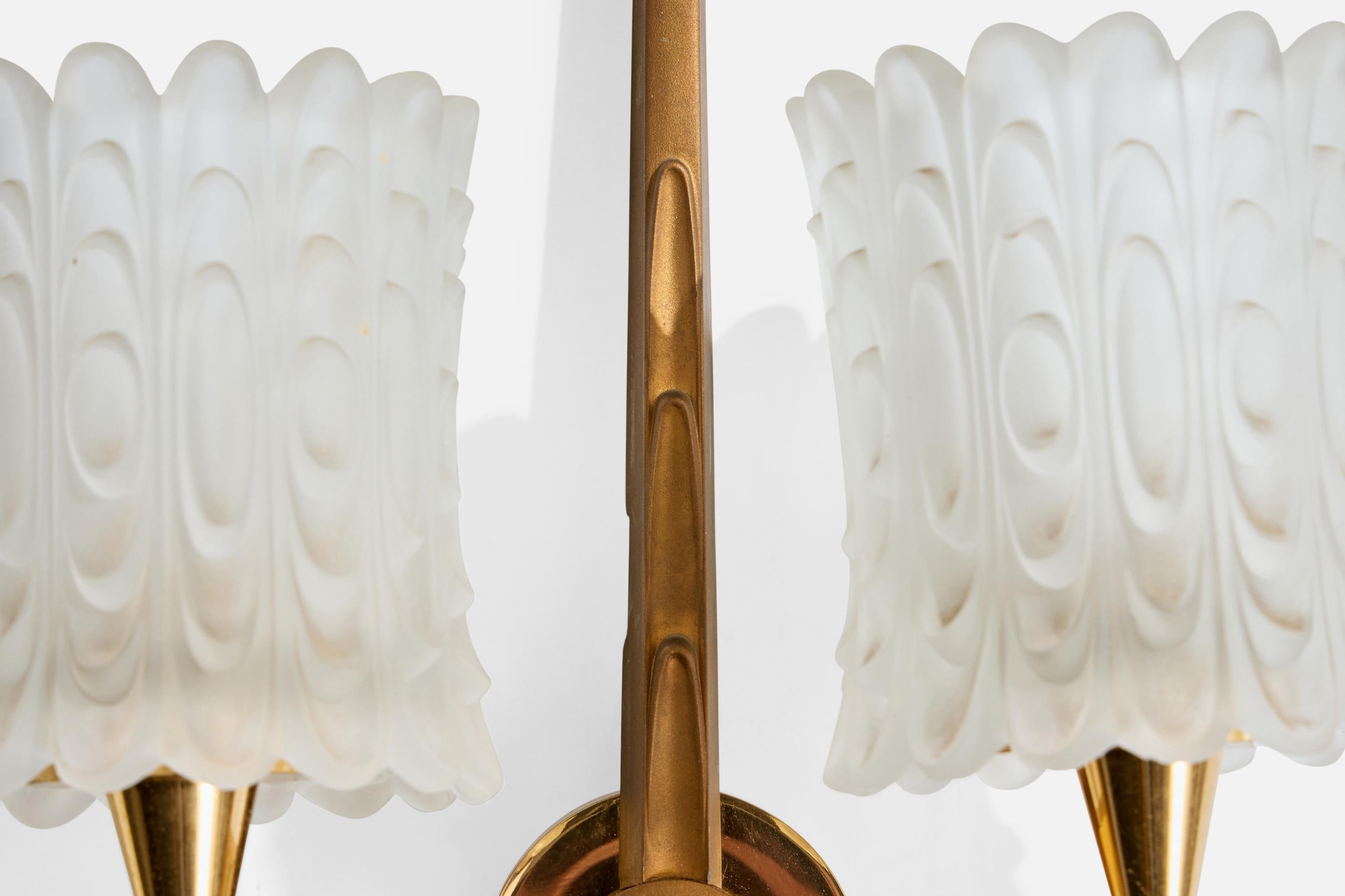 Maison Arlus, Aplique, Latón, Vidrio, Francia, Años 50 en venta 2