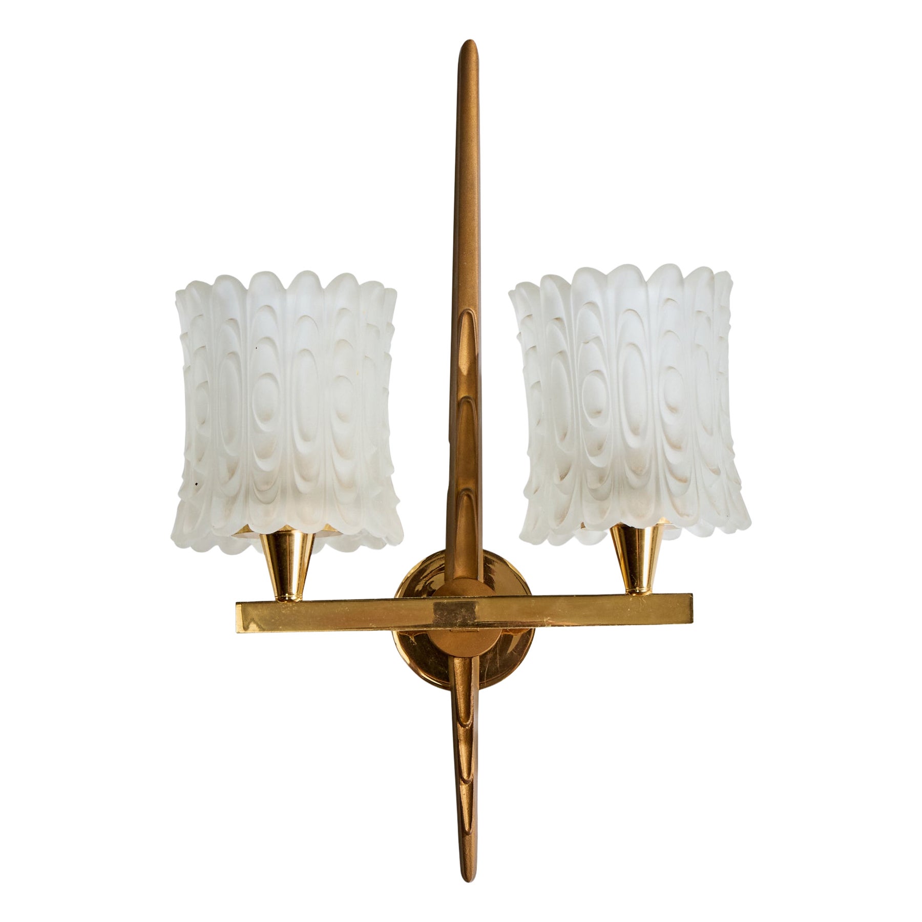 Maison Arlus, Aplique, Latón, Vidrio, Francia, Años 50