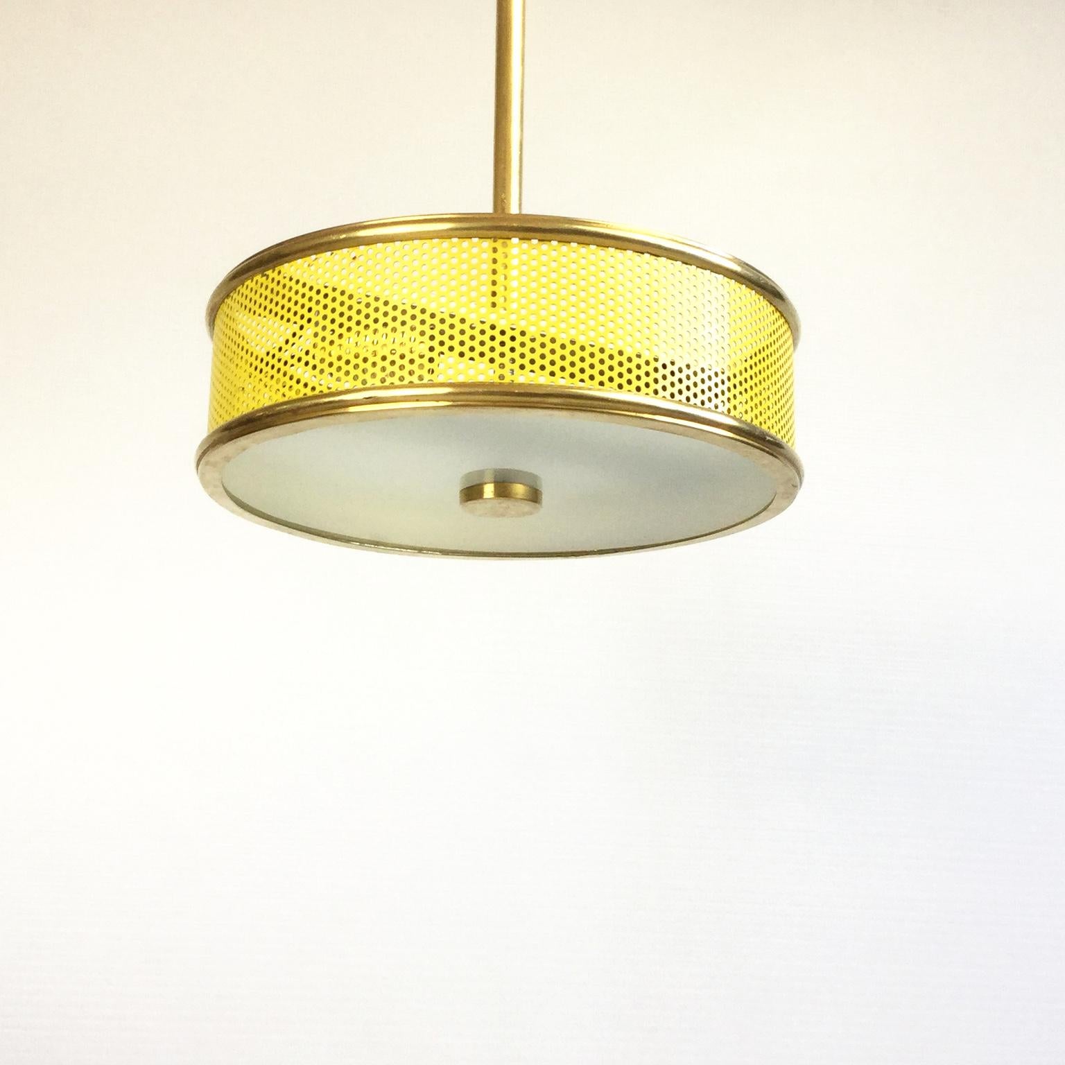 Mid-Century Modern Yellow Maison Arlus Ceiling Light Attributed to Pierre Guariche France 1950s