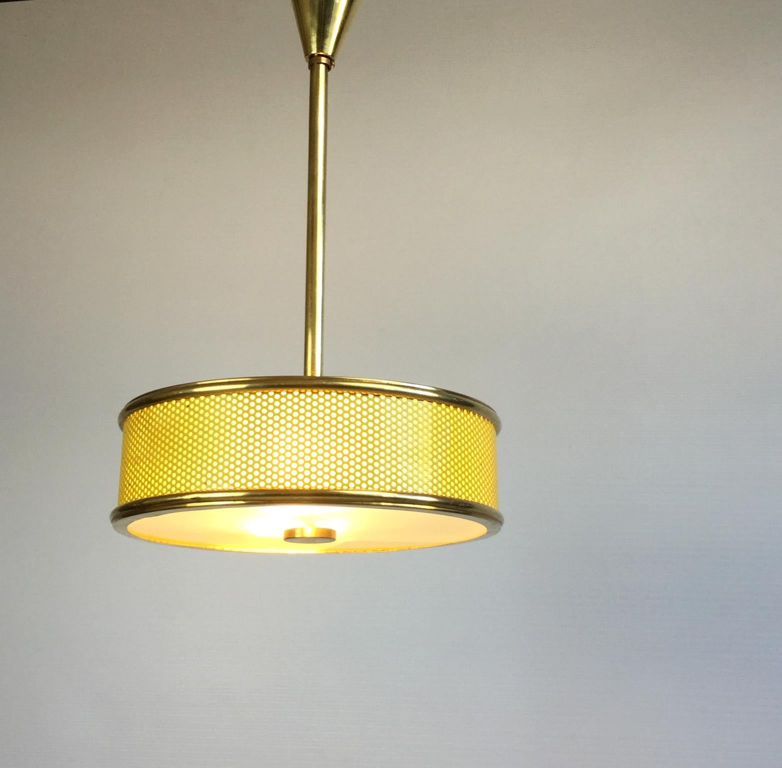 French Yellow Maison Arlus Ceiling Light Attributed to Pierre Guariche France 1950s