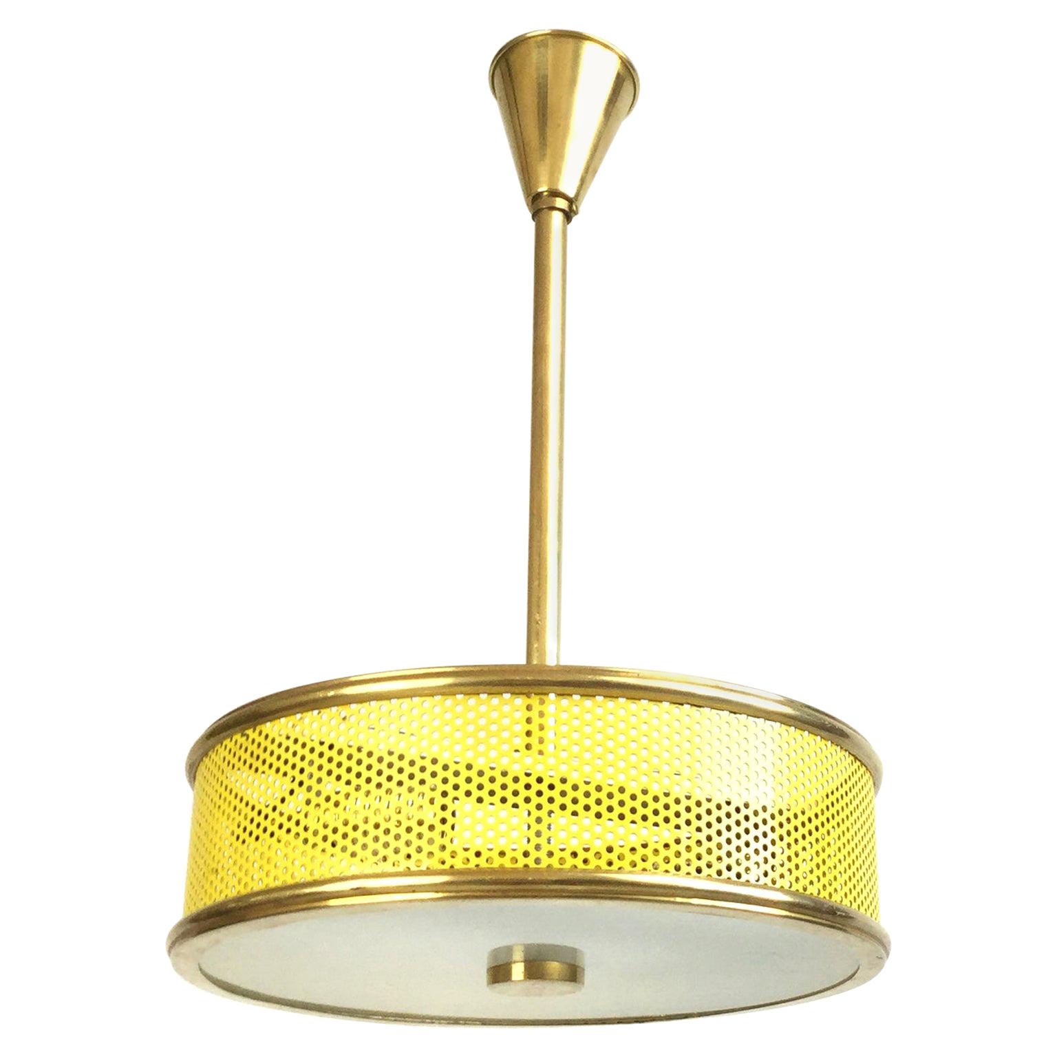 Yellow Maison Arlus Ceiling Light Attributed to Pierre Guariche France 1950s