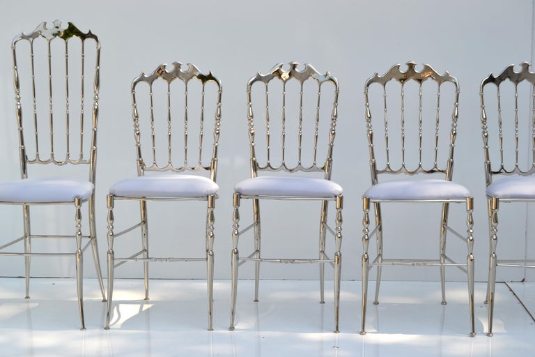 Maison Baccarat Crystal Room Restaurant Style Nickel Plated Dining Chair Set 10  In Good Condition For Sale In Miami, FL