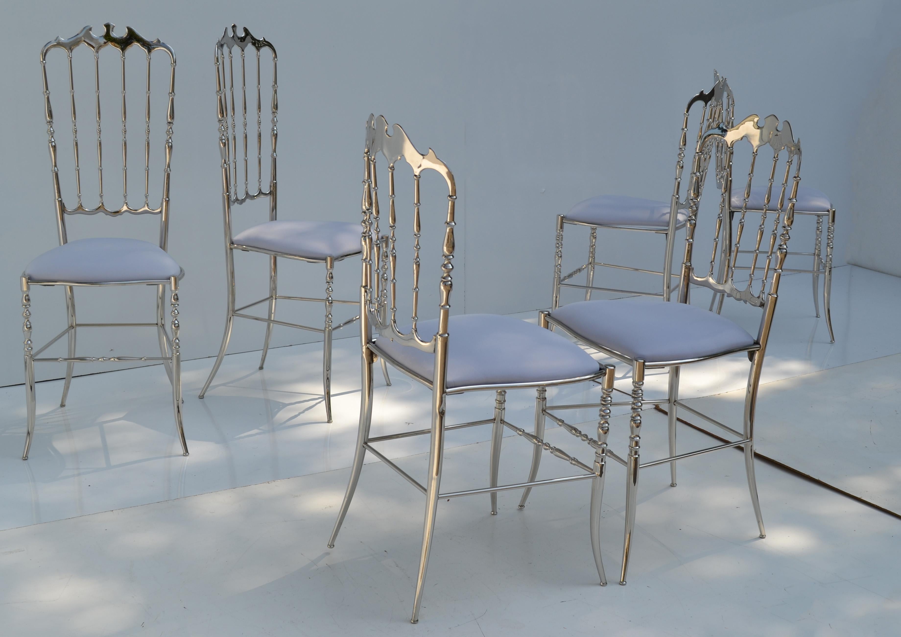 Maison Baccarat Crystal Room Restaurant Style Set of 6 Nickel Plated Chair 7