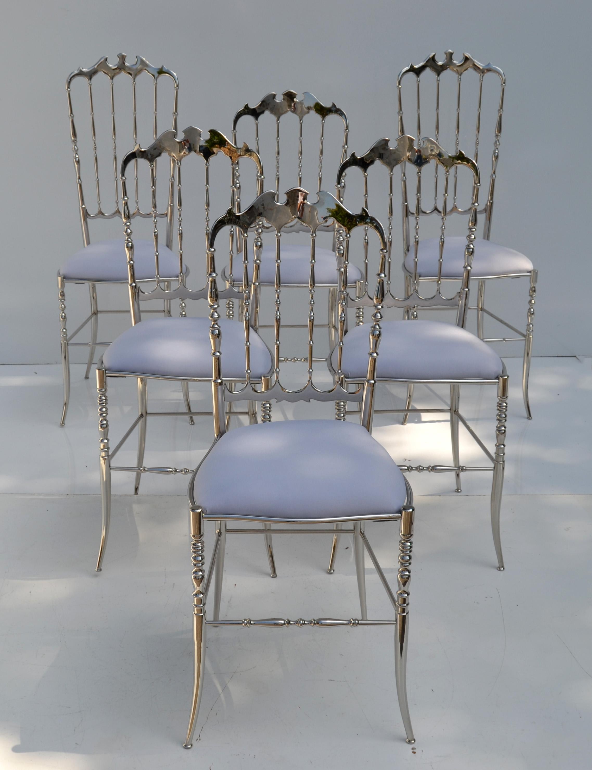 Maison Baccarat Crystal Room Restaurant Style Set of 6 Nickel Plated Chair 8