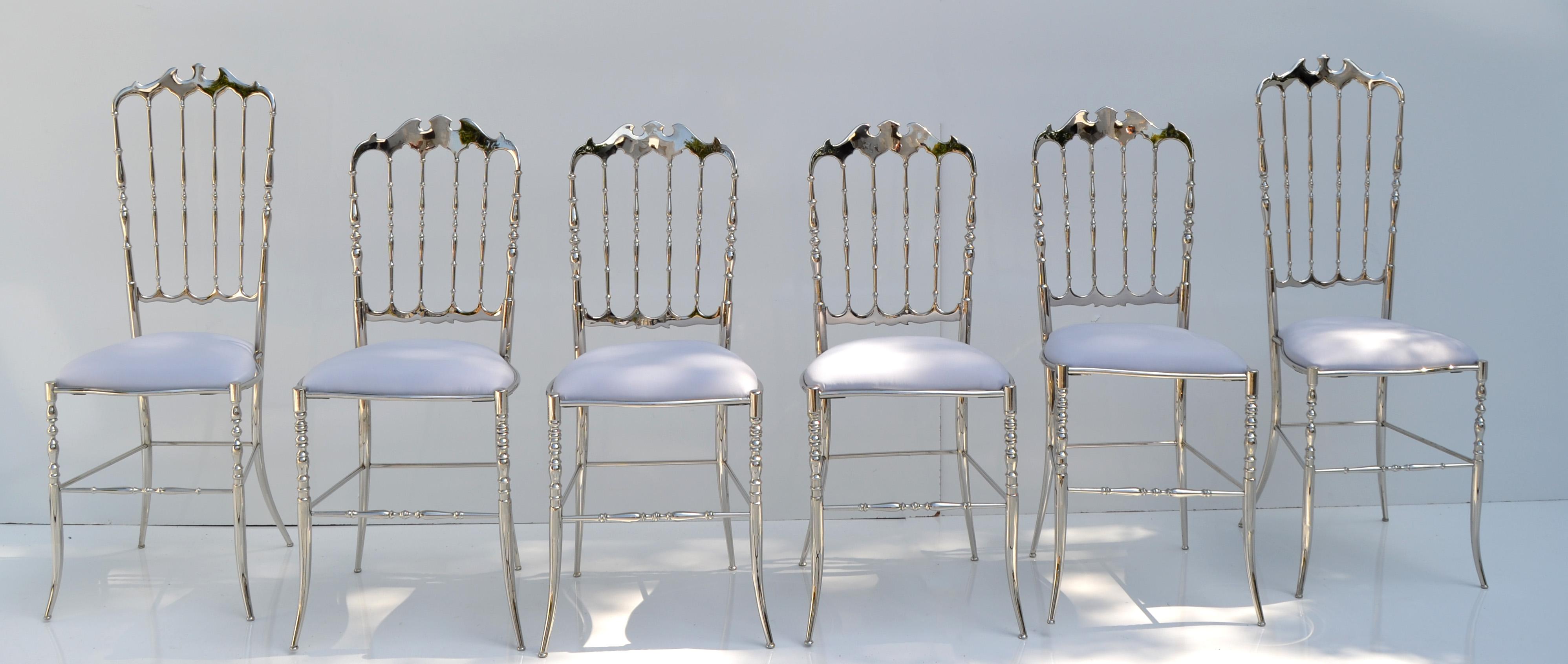 Maison Baccarat Crystal Room Restaurant Style Set of 6 Nickel Plated Chair 9