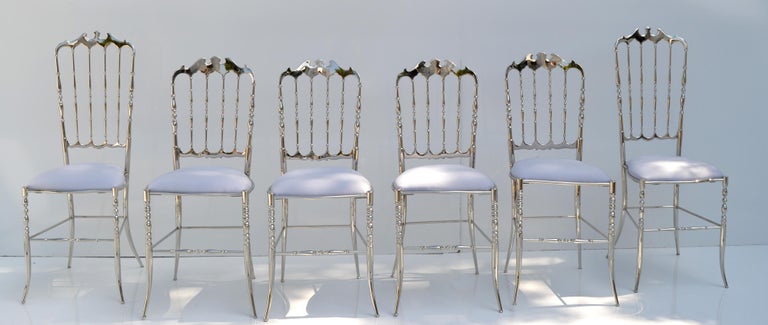 Maison Baccarat Crystal Room Restaurant Style Set of 6 Nickel Plated Chair For Sale 10