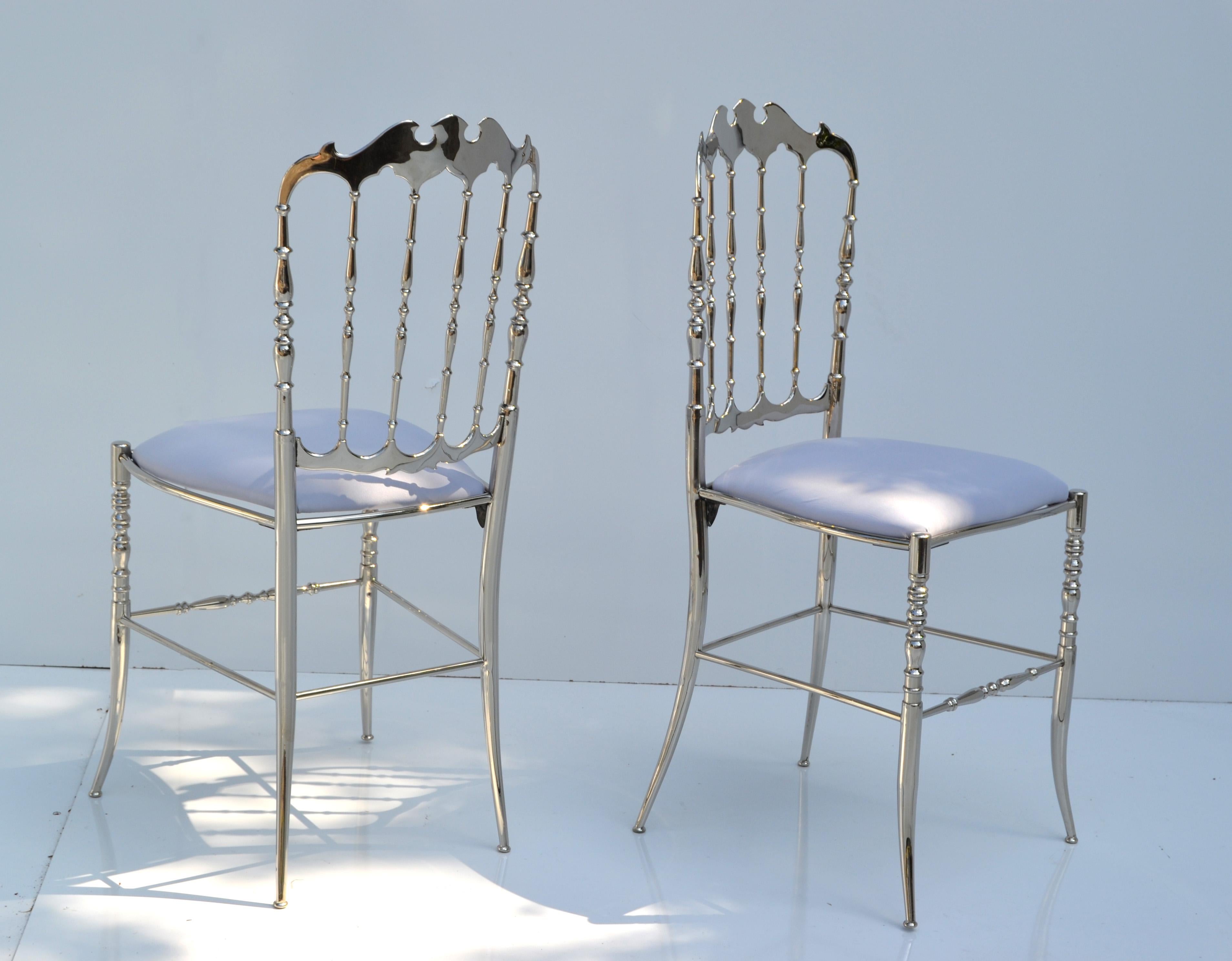 Mid-20th Century Maison Baccarat Crystal Room Restaurant Style Set of 6 Nickel Plated Chair