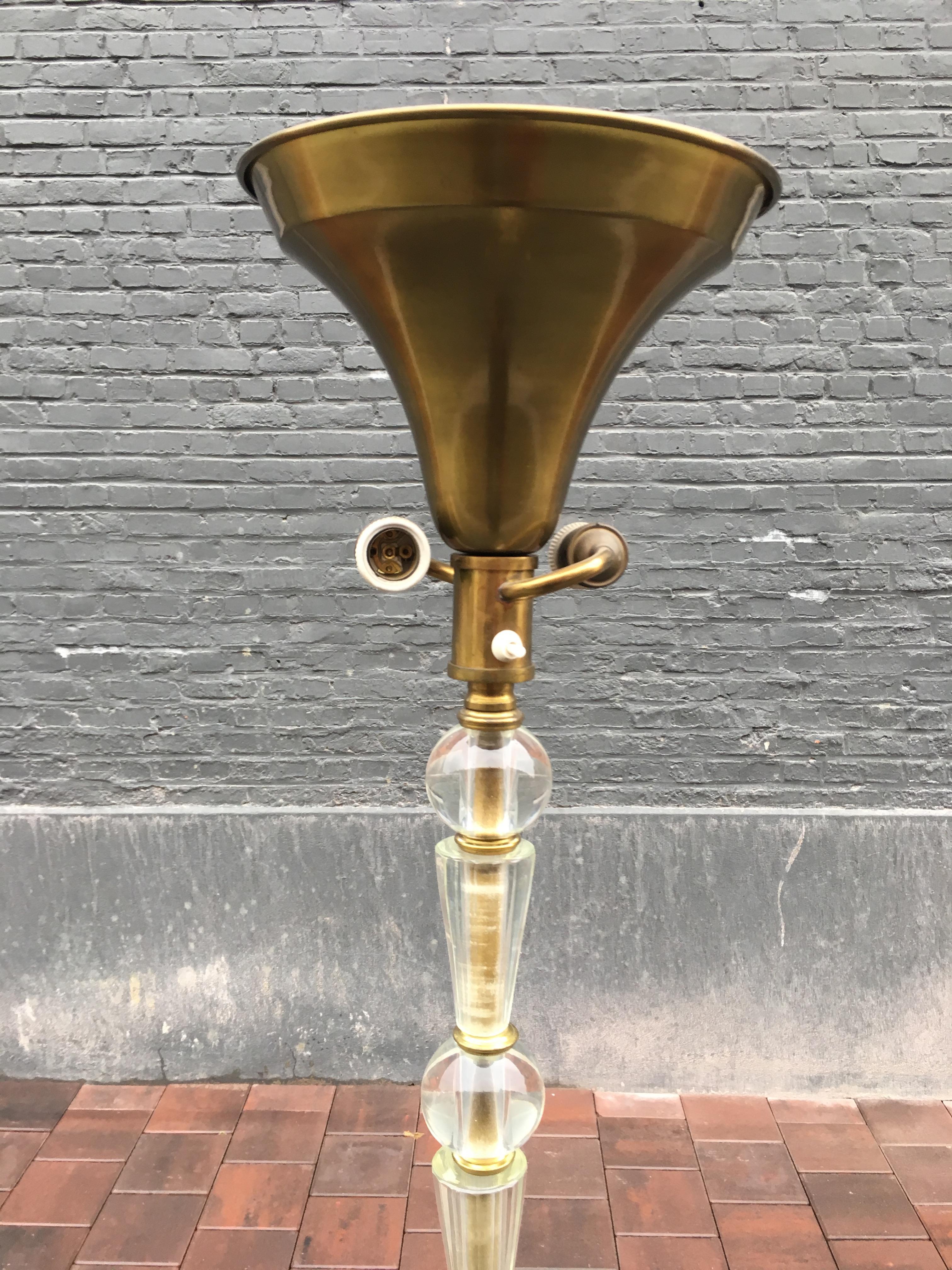 Maison Baguès, 1950s floor lamp in glass and metal.