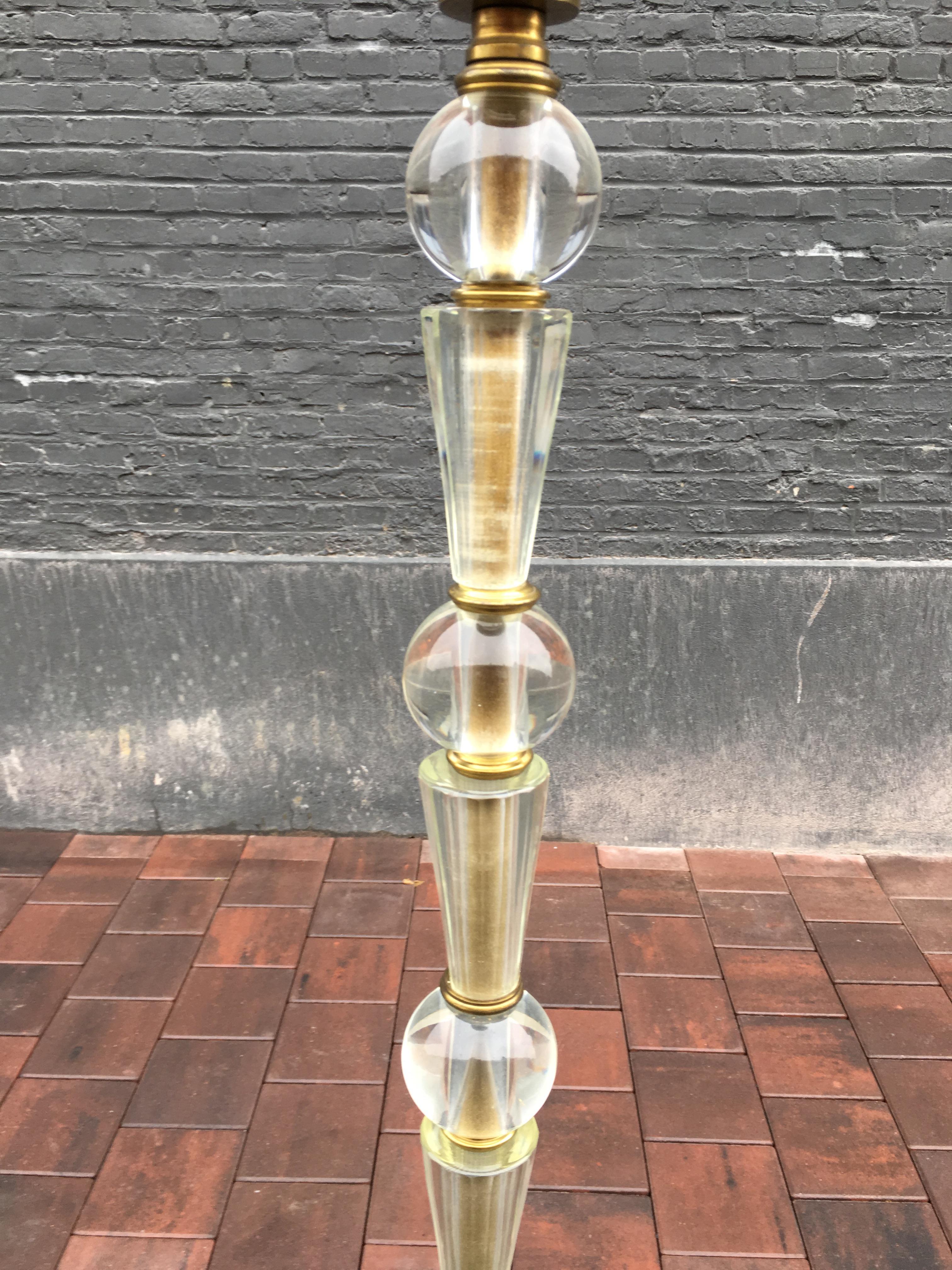 French Maison Baguès, 1950s Floor Lamp in Glass and Metal For Sale