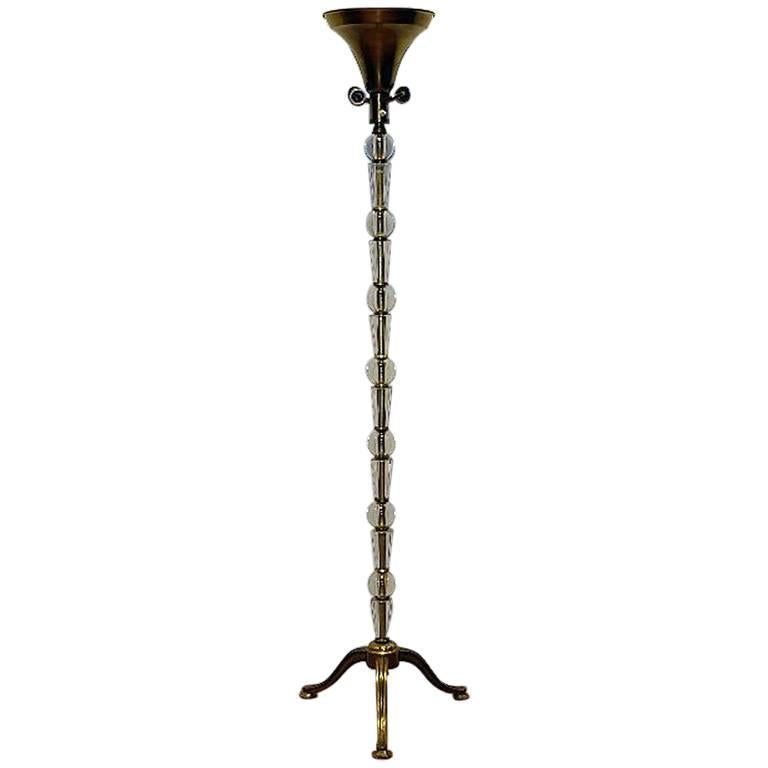 Maison Baguès, 1950s Floor Lamp in Glass and Metal For Sale