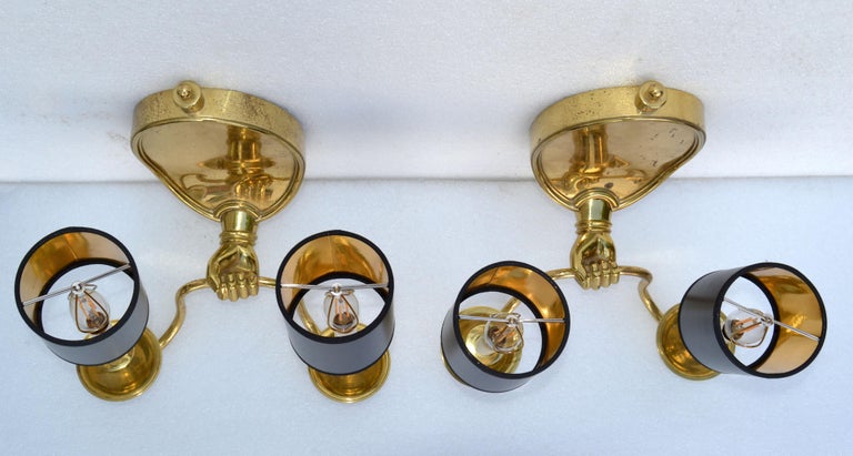 Maison Baguès 2 Arm Bronze Sconces Wall Lights French Neoclassical 1950, Pair For Sale 8