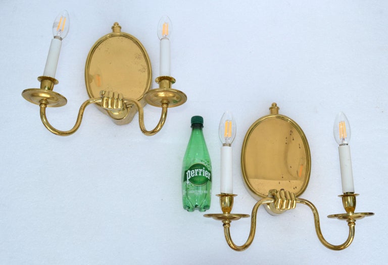 Maison Baguès 2 Arm Bronze Sconces Wall Lights French Neoclassical 1950, Pair For Sale 9