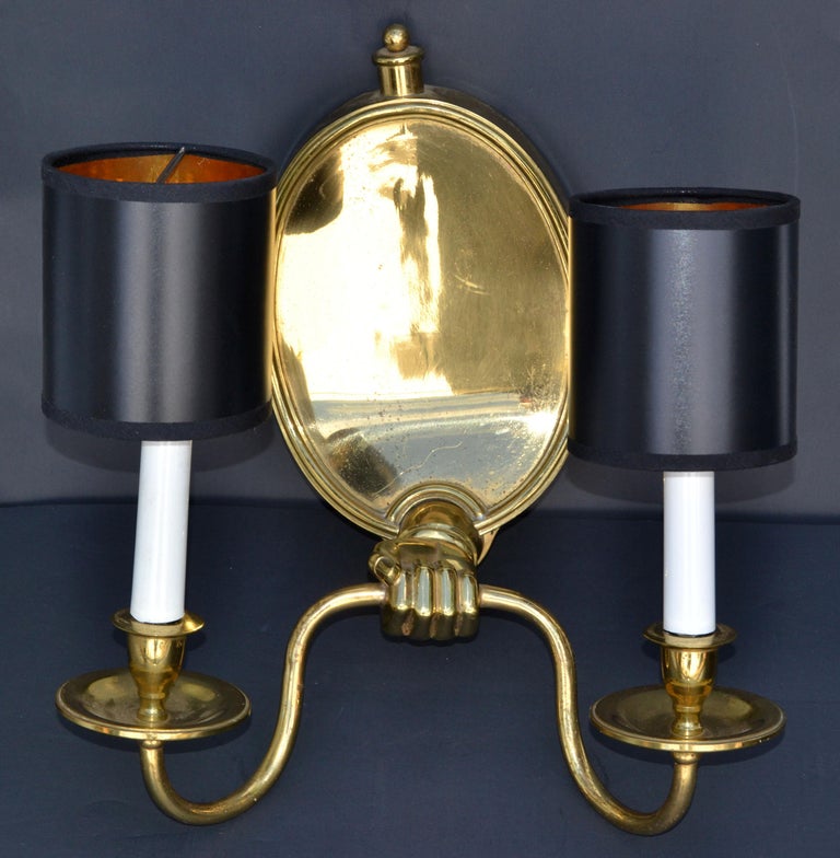 Maison Baguès 2 Arm Bronze Sconces Wall Lights French Neoclassical 1950, Pair For Sale 1