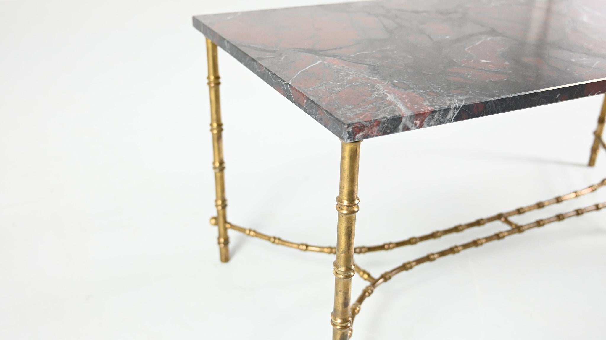 Maison Baguès, Ascribed to, Brass and Marble Coffee Table, C.1950 5