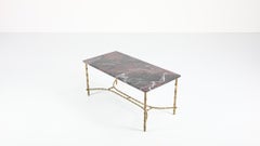 Maison Baguès, Ascribed to, Brass and Marble Coffee Table, C.1950