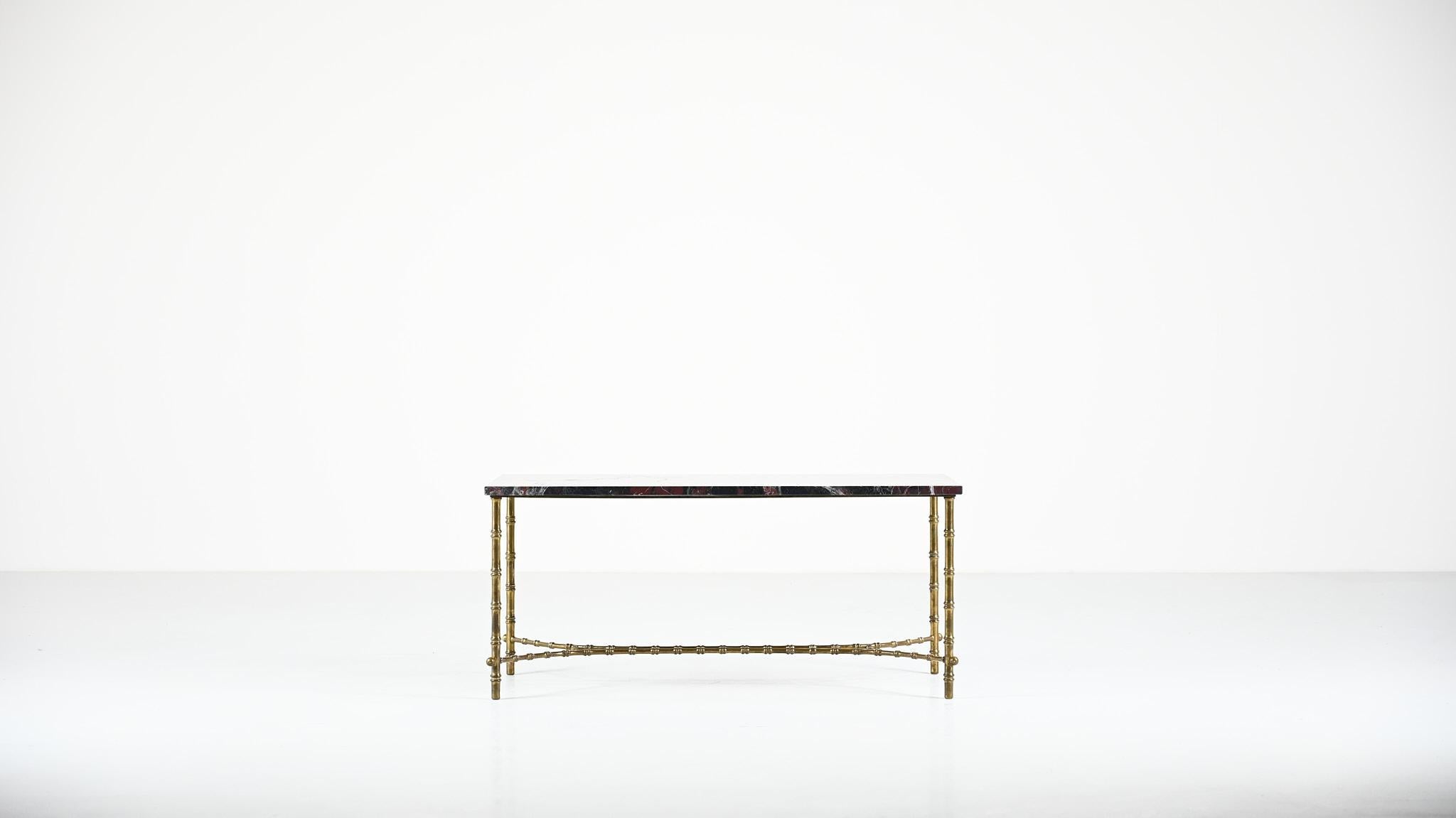 Neoclassical Maison Baguès, Ascribed to, Brass and Marble Coffee Table, C.1950