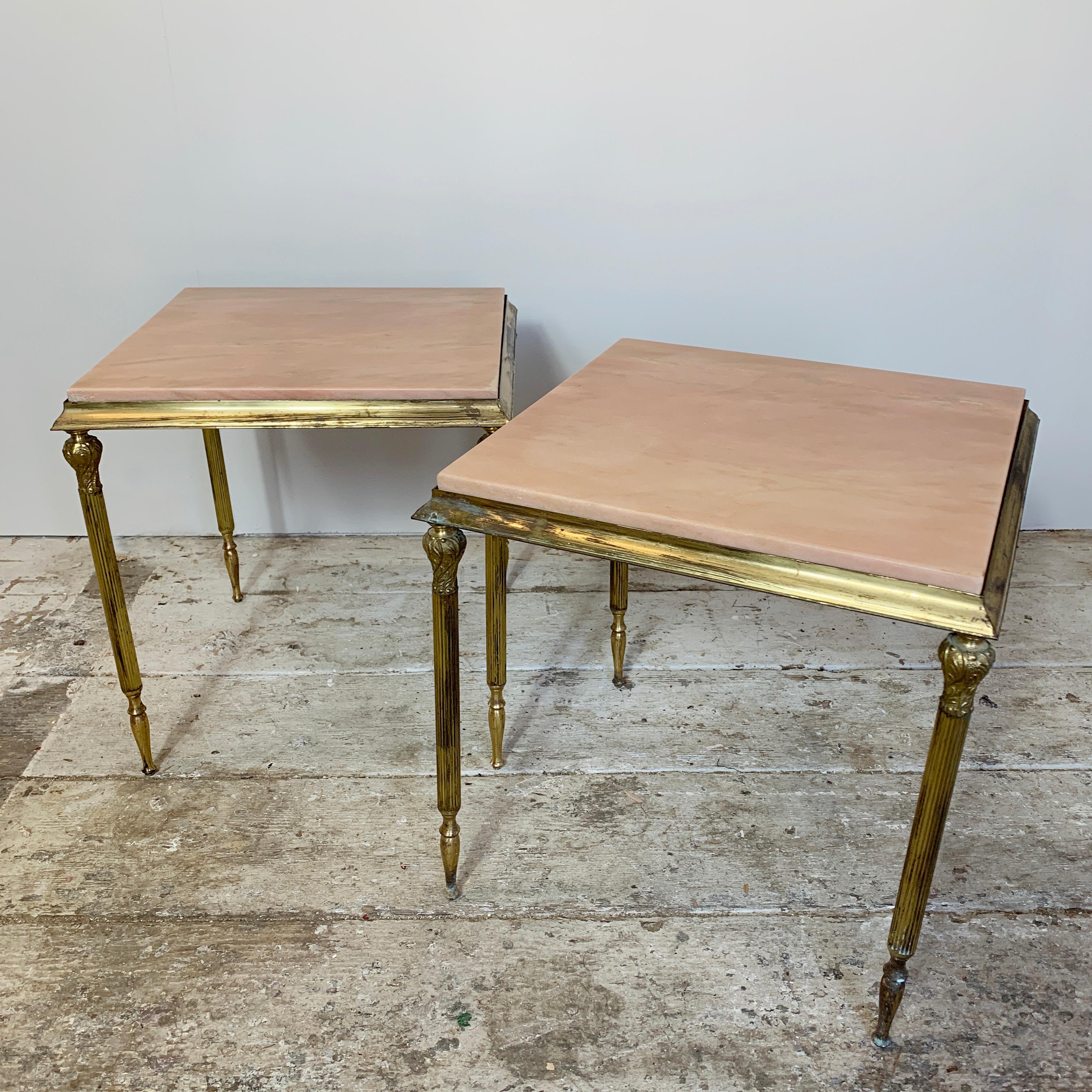 Maison Baguès Attributed, Mid Century Marble Side Tables 4