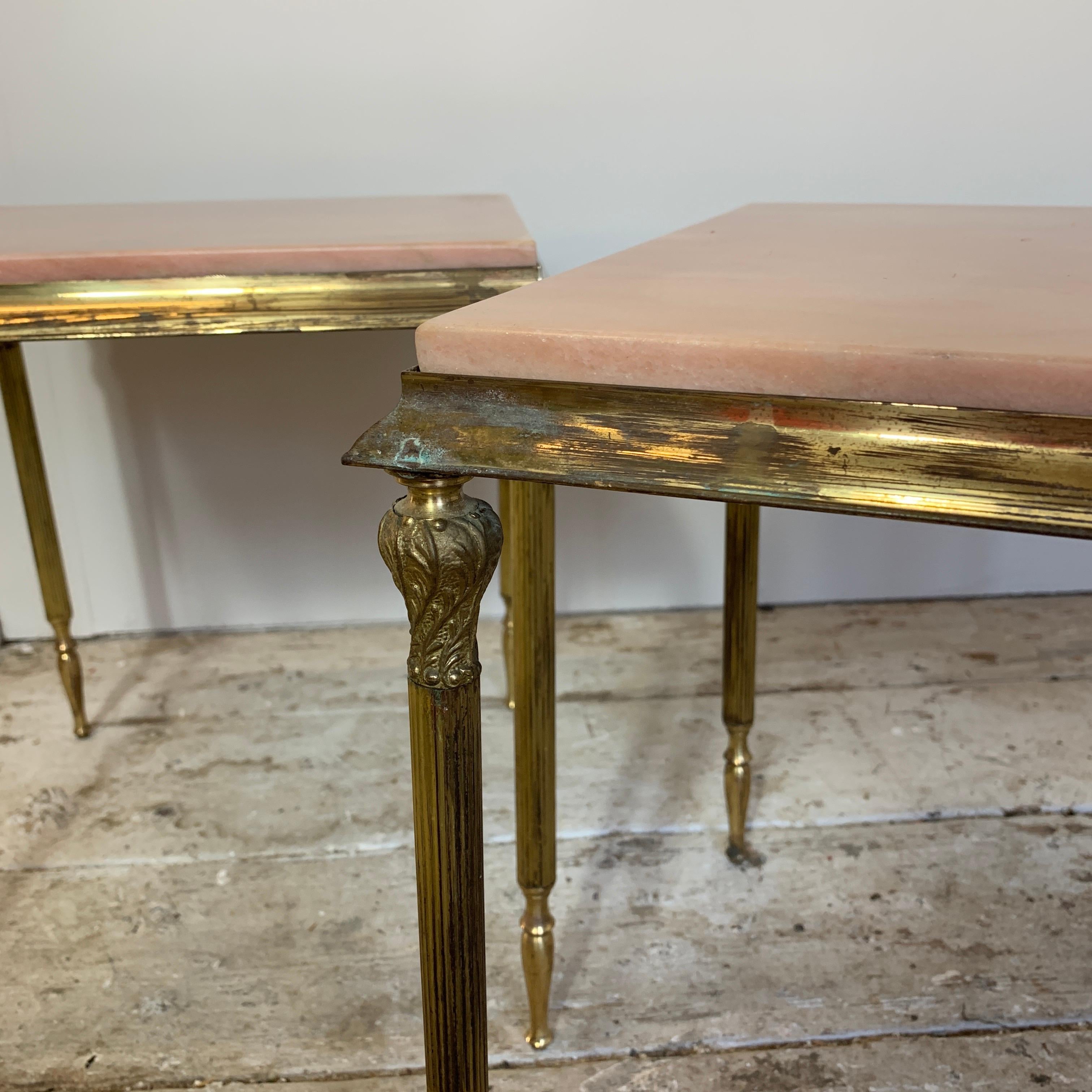 Maison Baguès Attributed, Mid Century Marble Side Tables In Good Condition In Hastings, GB