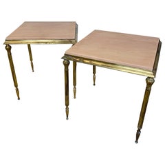 Maison Baguès Attributed, Mid Century Marble Side Tables