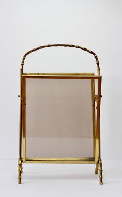 Maison Baguès Attr. Cast Brass Faux Bamboo Magazine Rack or Newspaper Stand