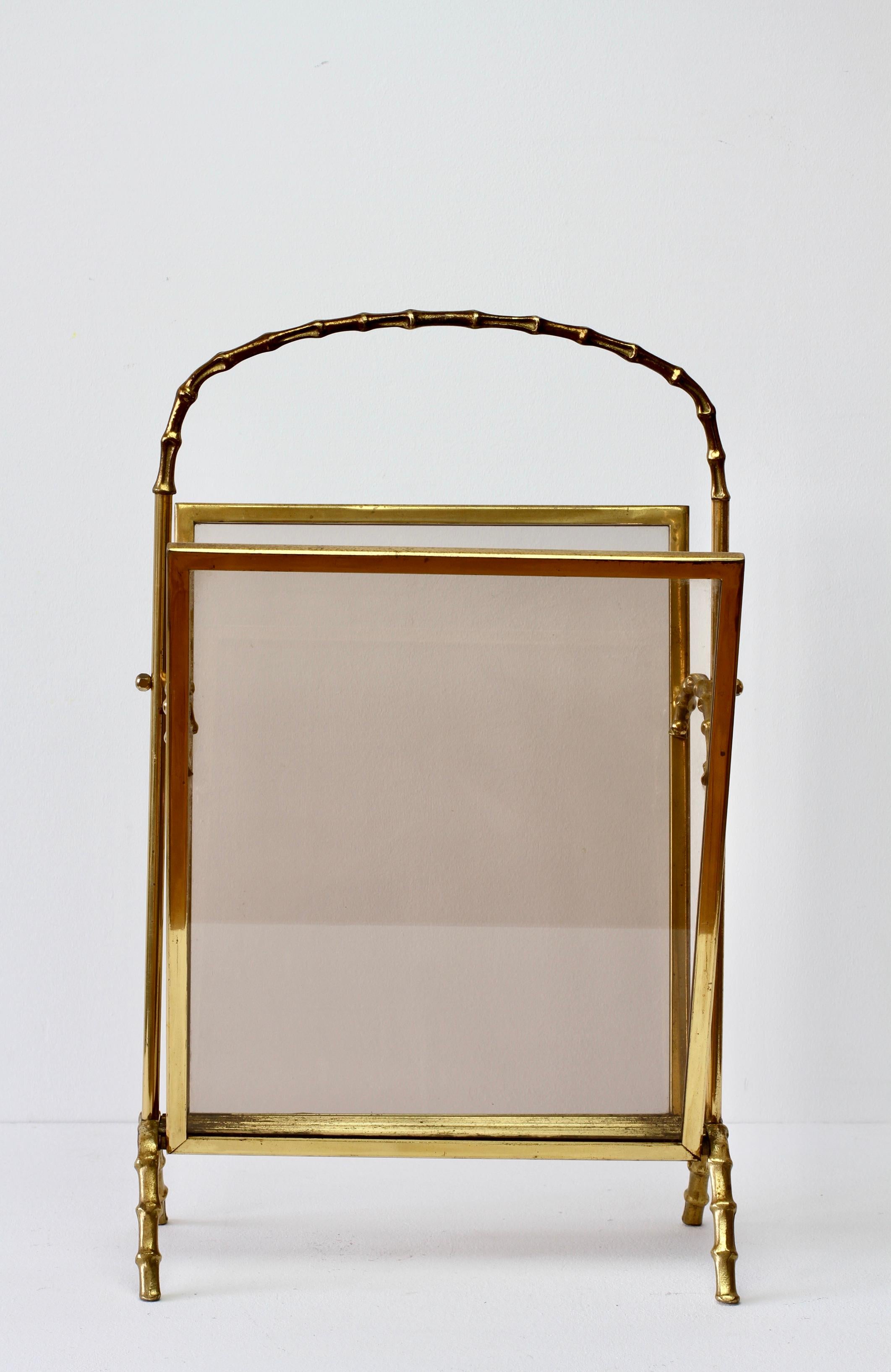 Maison Baguès Attr. Cast Brass Faux Bamboo Magazine Rack or Newspaper Stand In Good Condition For Sale In Landau an der Isar, Bayern