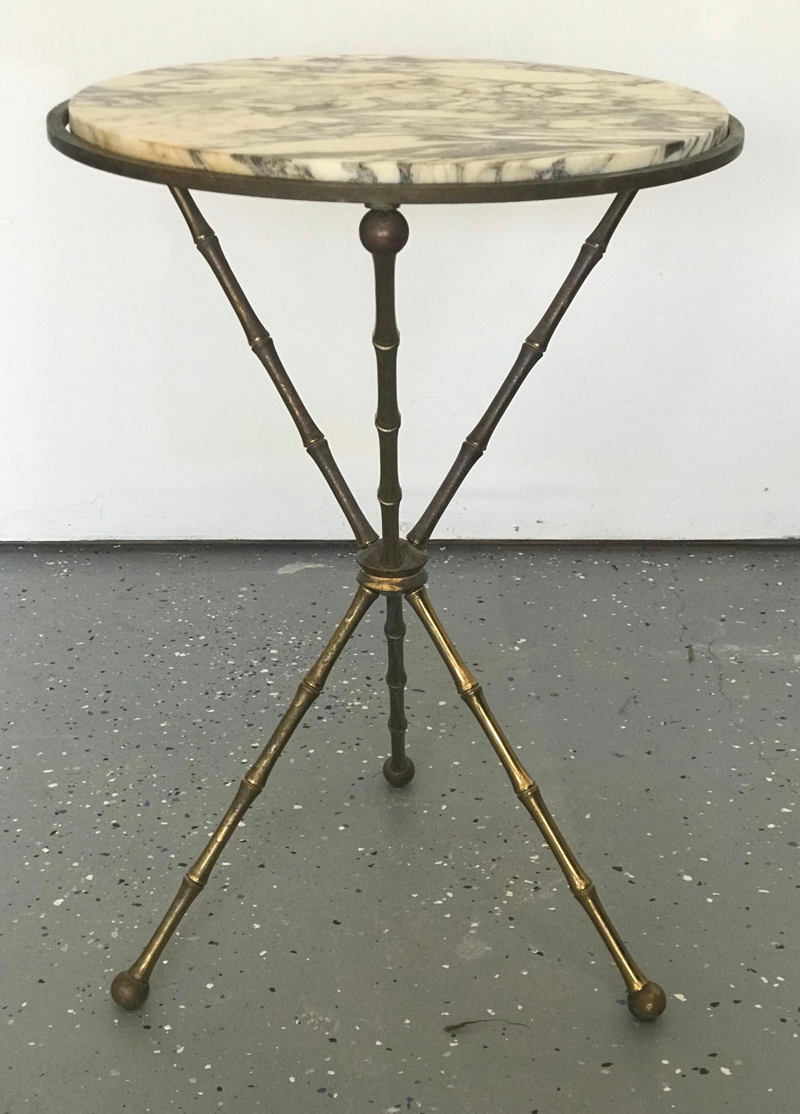 Marble and Brass table attributed to Maison Baguès. Excellent scale at 24