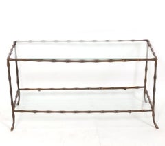 Maison Bagues Attributed Bronze Faux Bamboo Coffee Table Chinoiserie Design