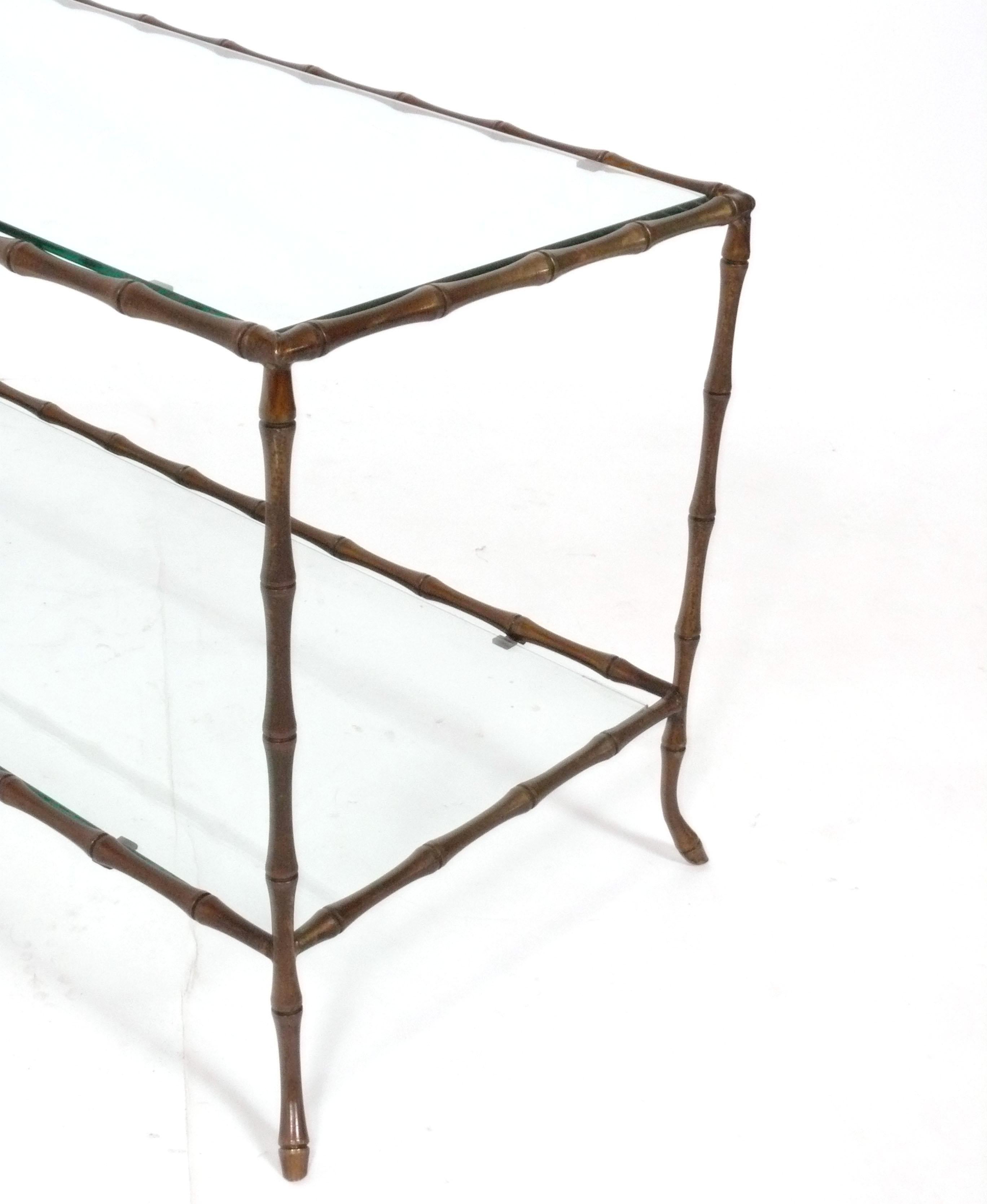 Maison Bagues Attributed Bronze Faux Bamboo Coffee Table Chinoiserie Design In Good Condition For Sale In Atlanta, GA