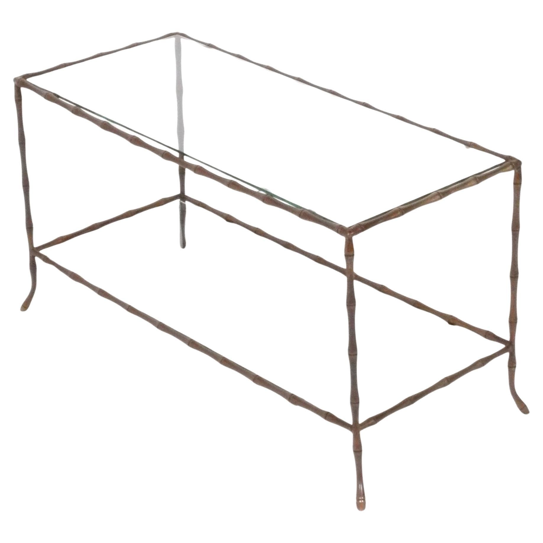 Maison Bagues Attributed Bronze Faux Bamboo Coffee Table Chinoiserie Design For Sale